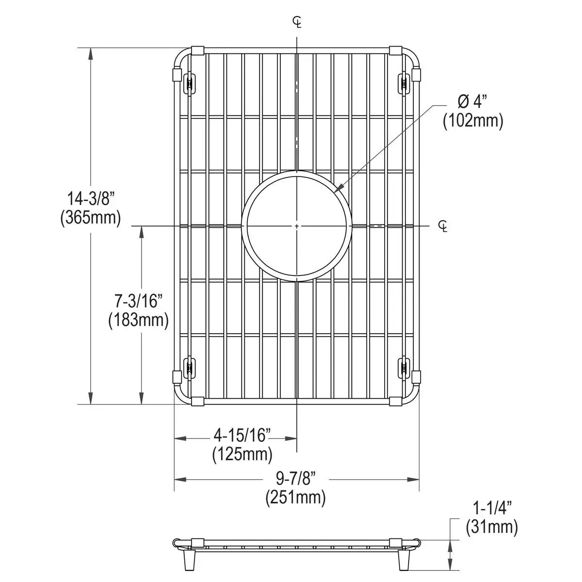 polished stainless steel bottom grid