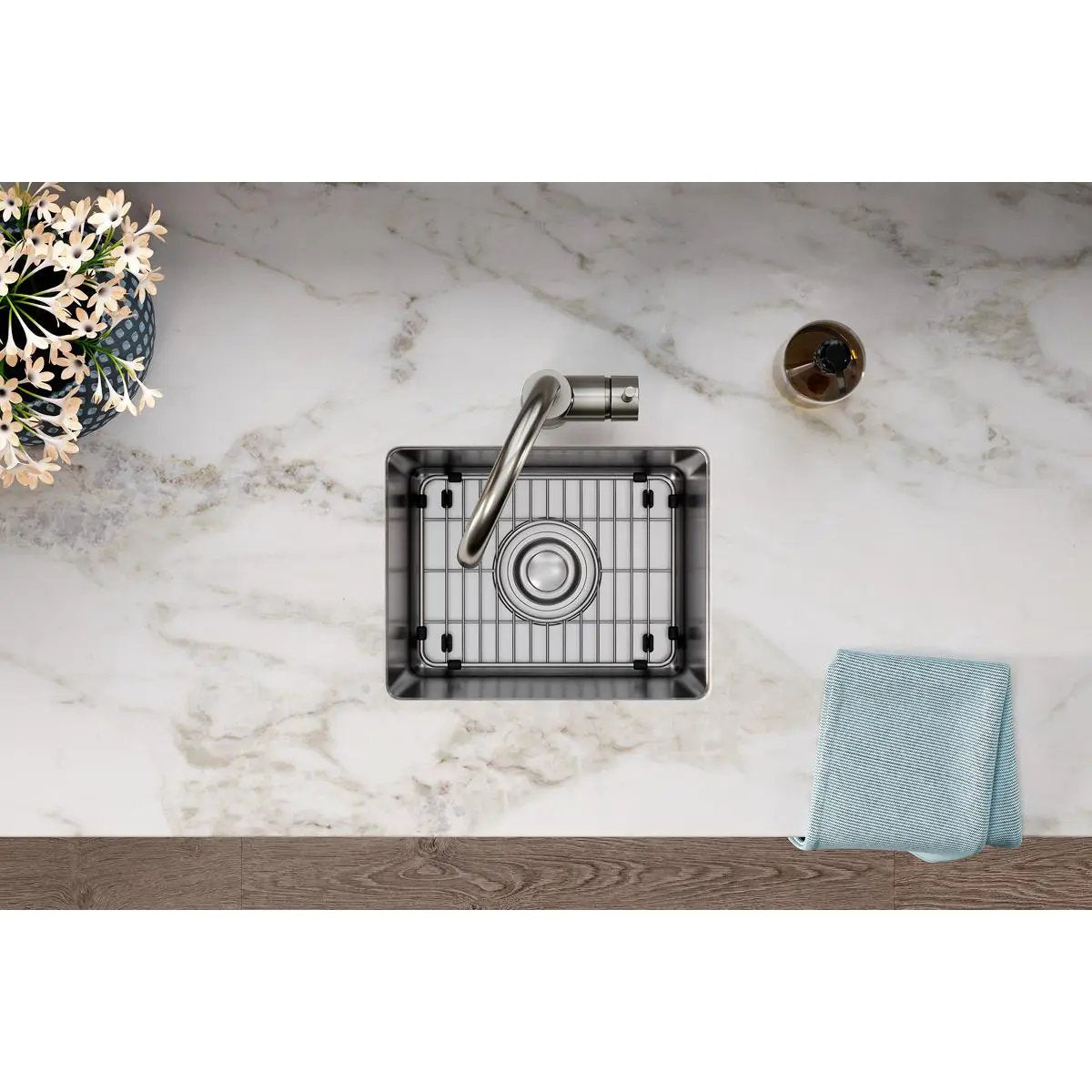 polished stainless steel bottom grid