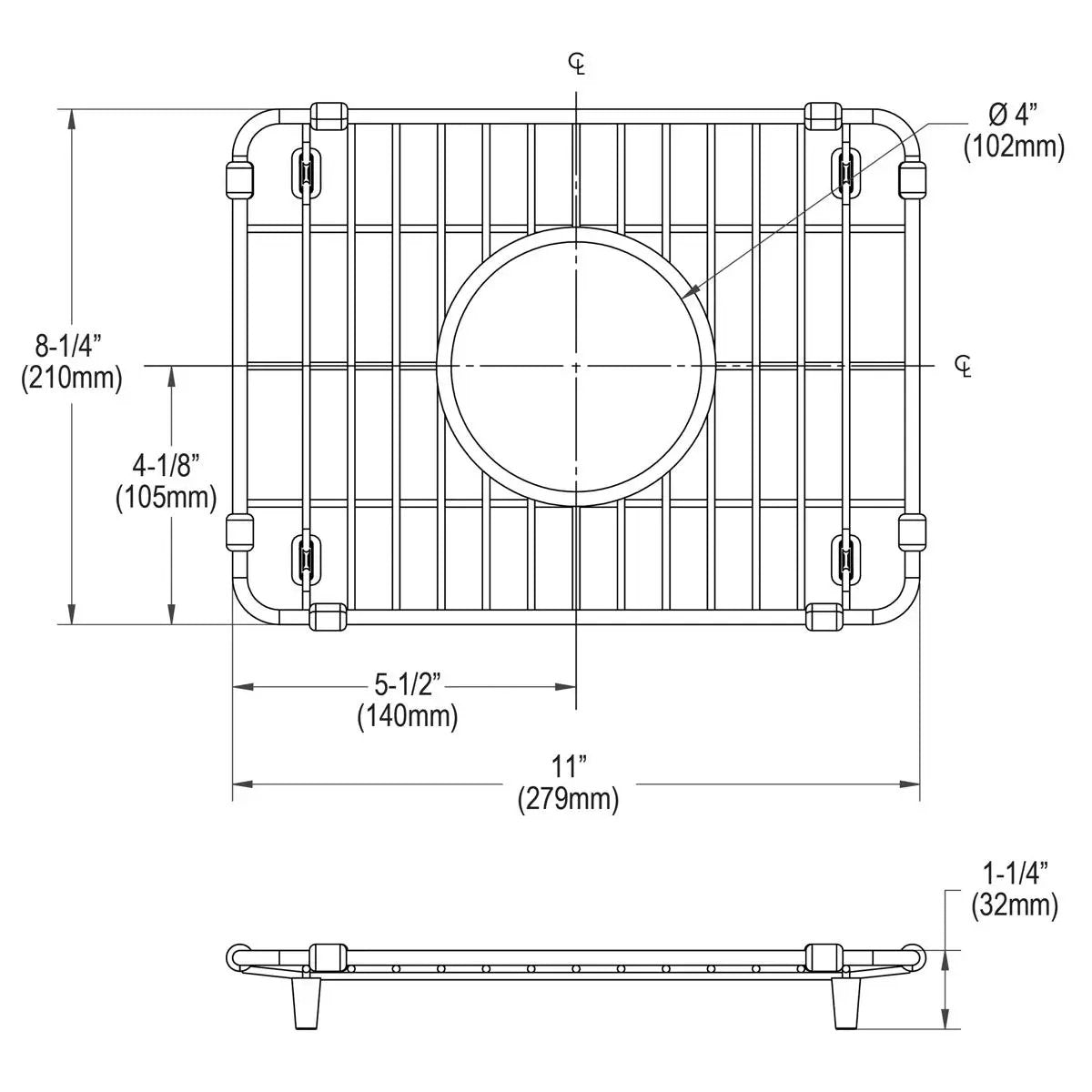 polished stainless steel bottom grid