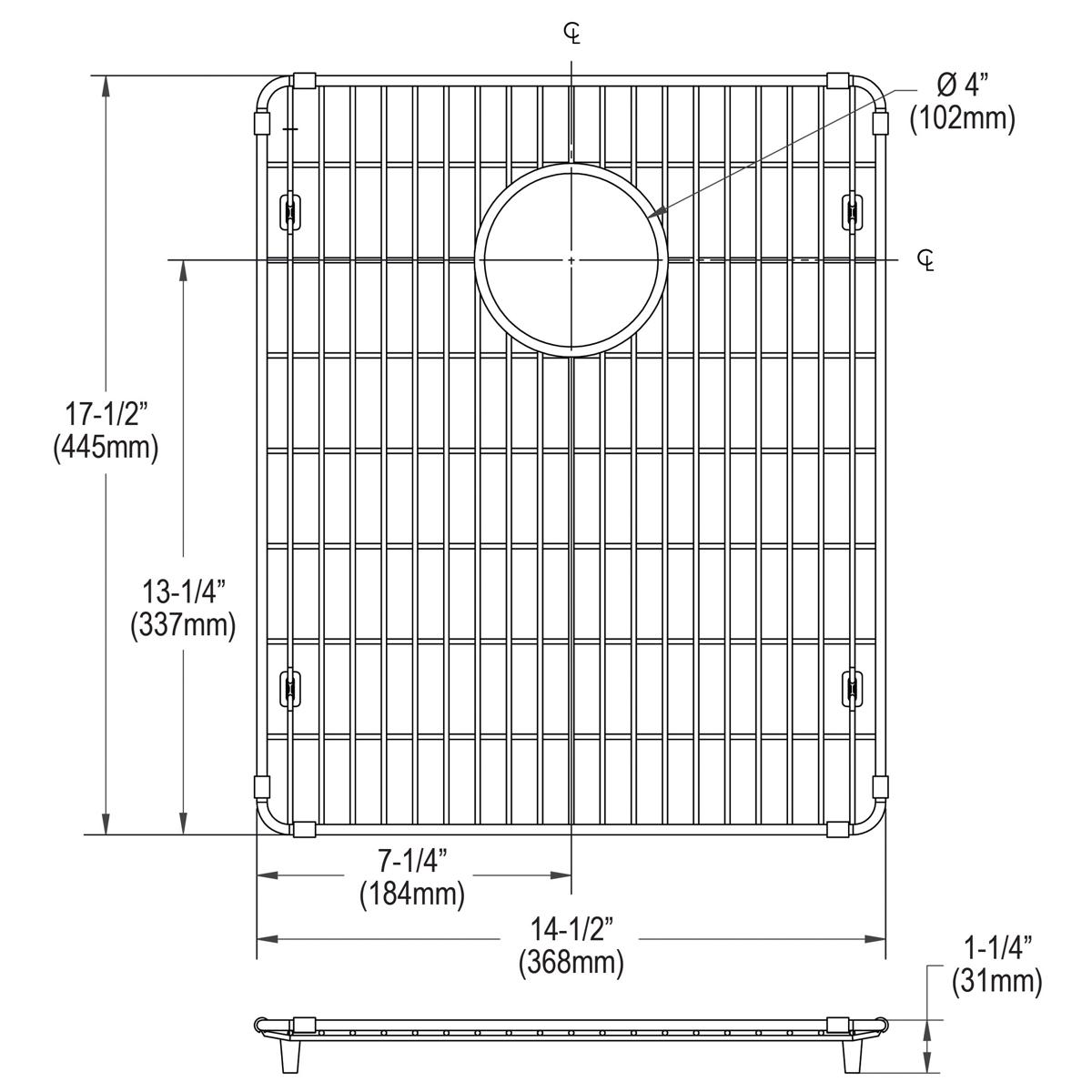 polished stainless steel bottom grid
