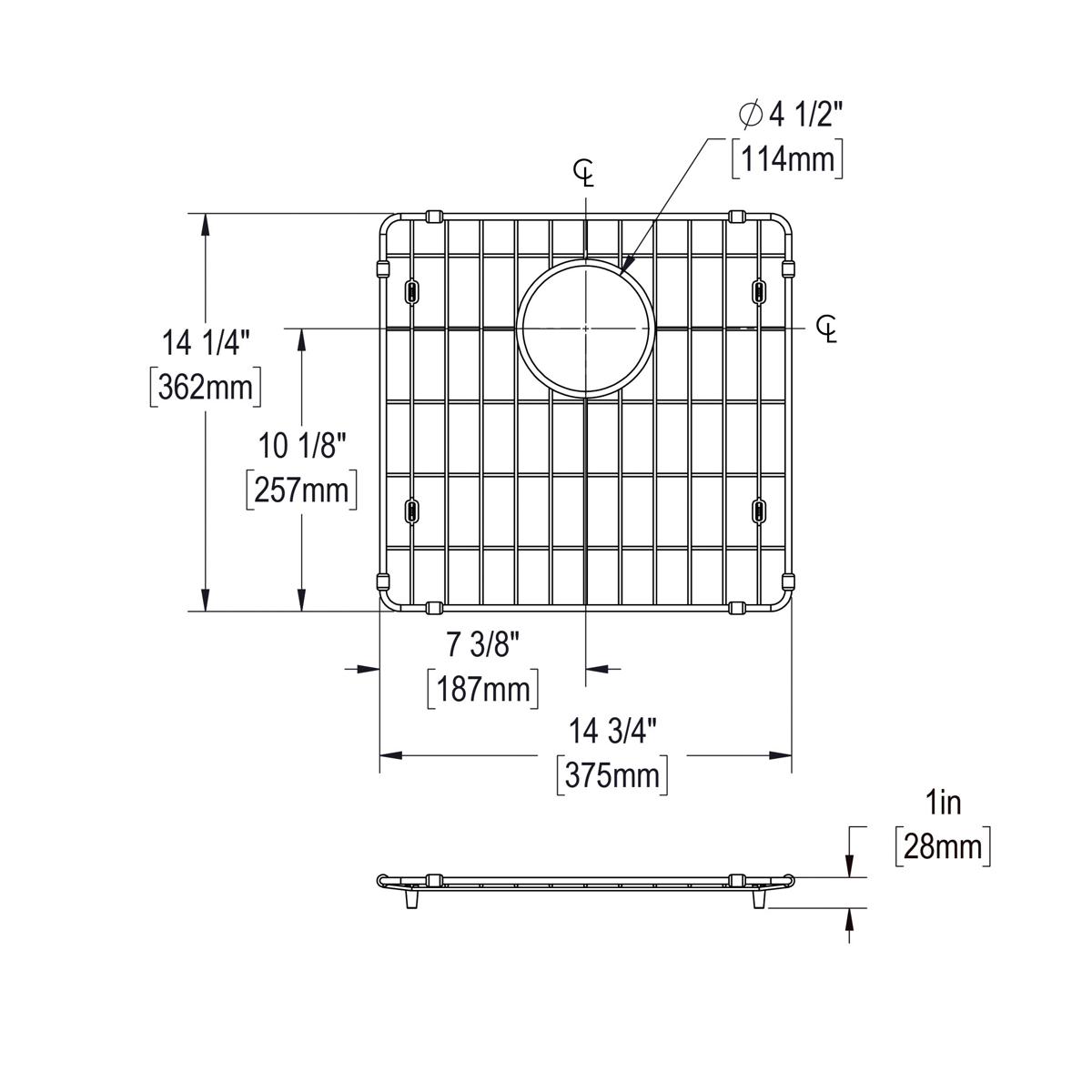 polished stainless steel bottom grid