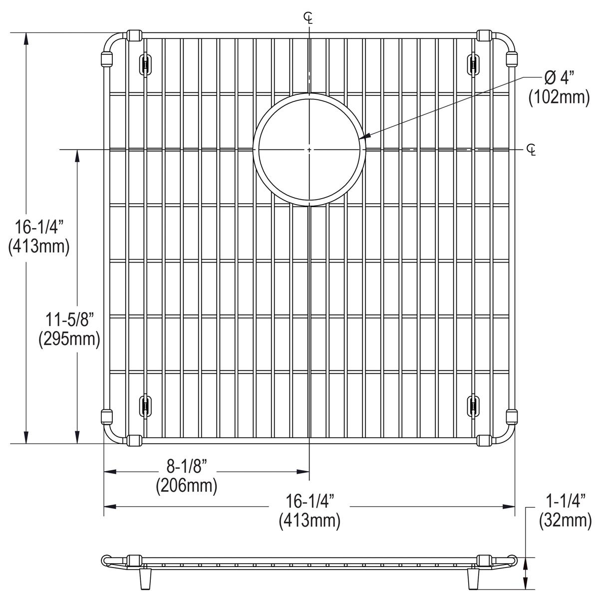 polished stainless steel bottom grid