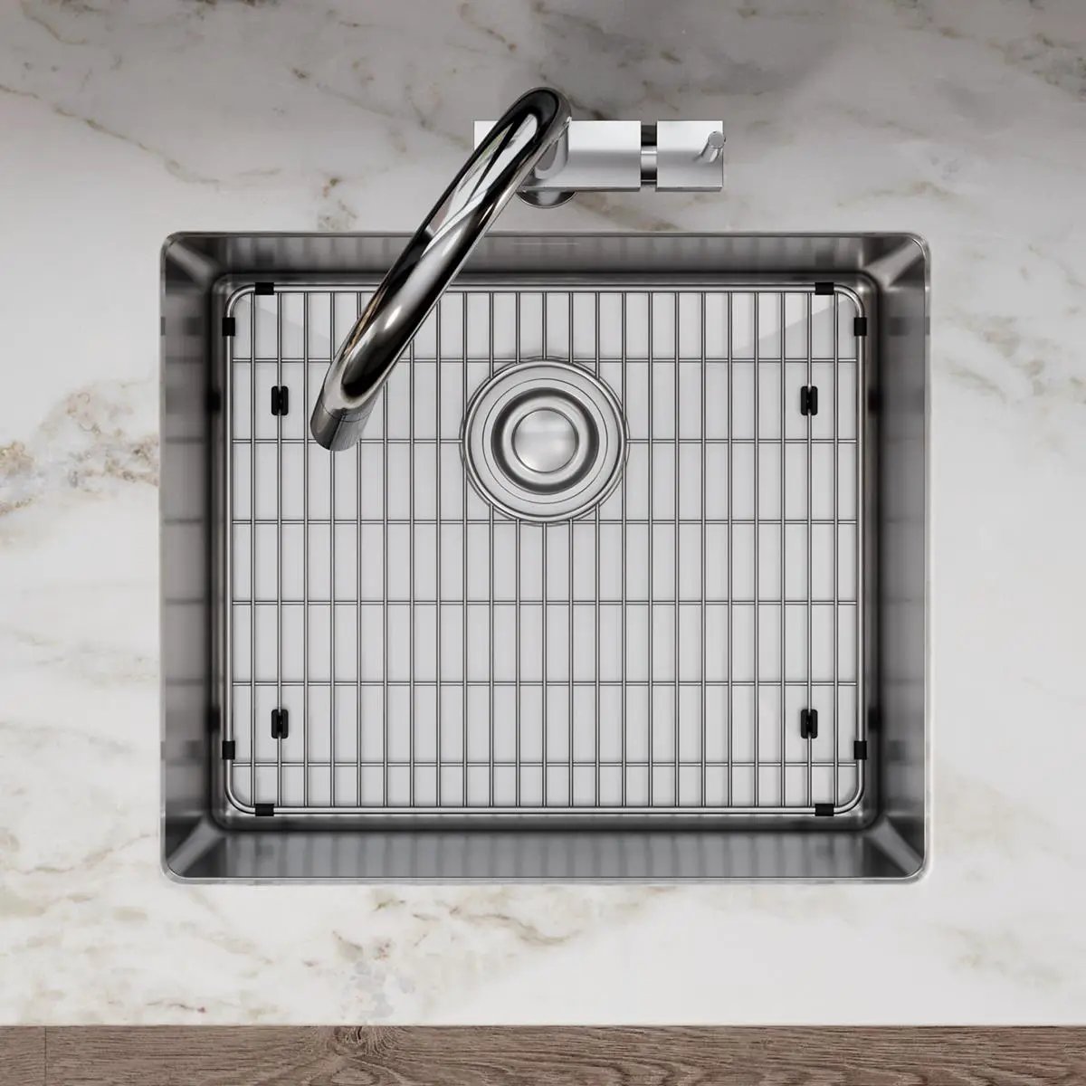 polished stainless steel bottom grid
