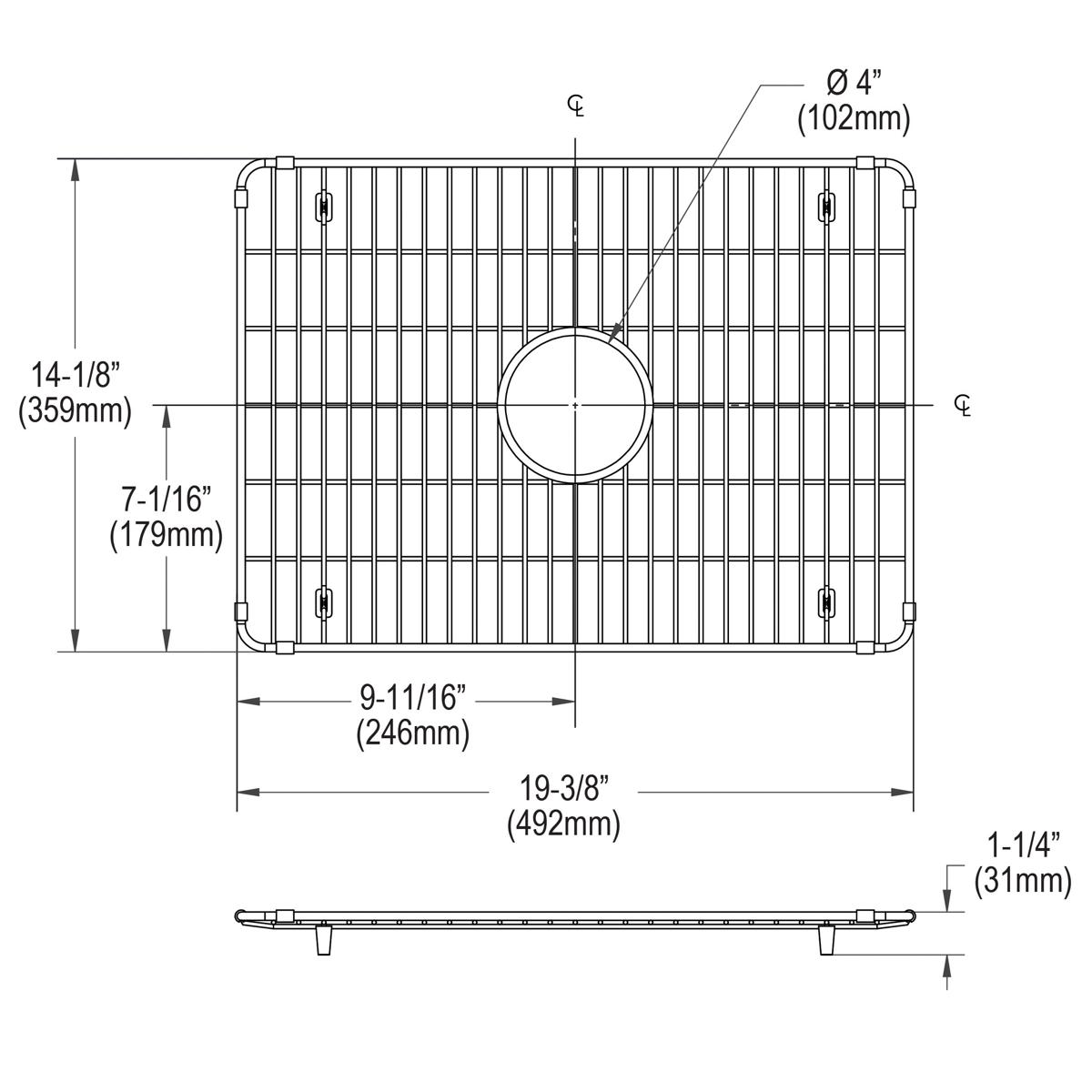 polished stainless steel bottom grid