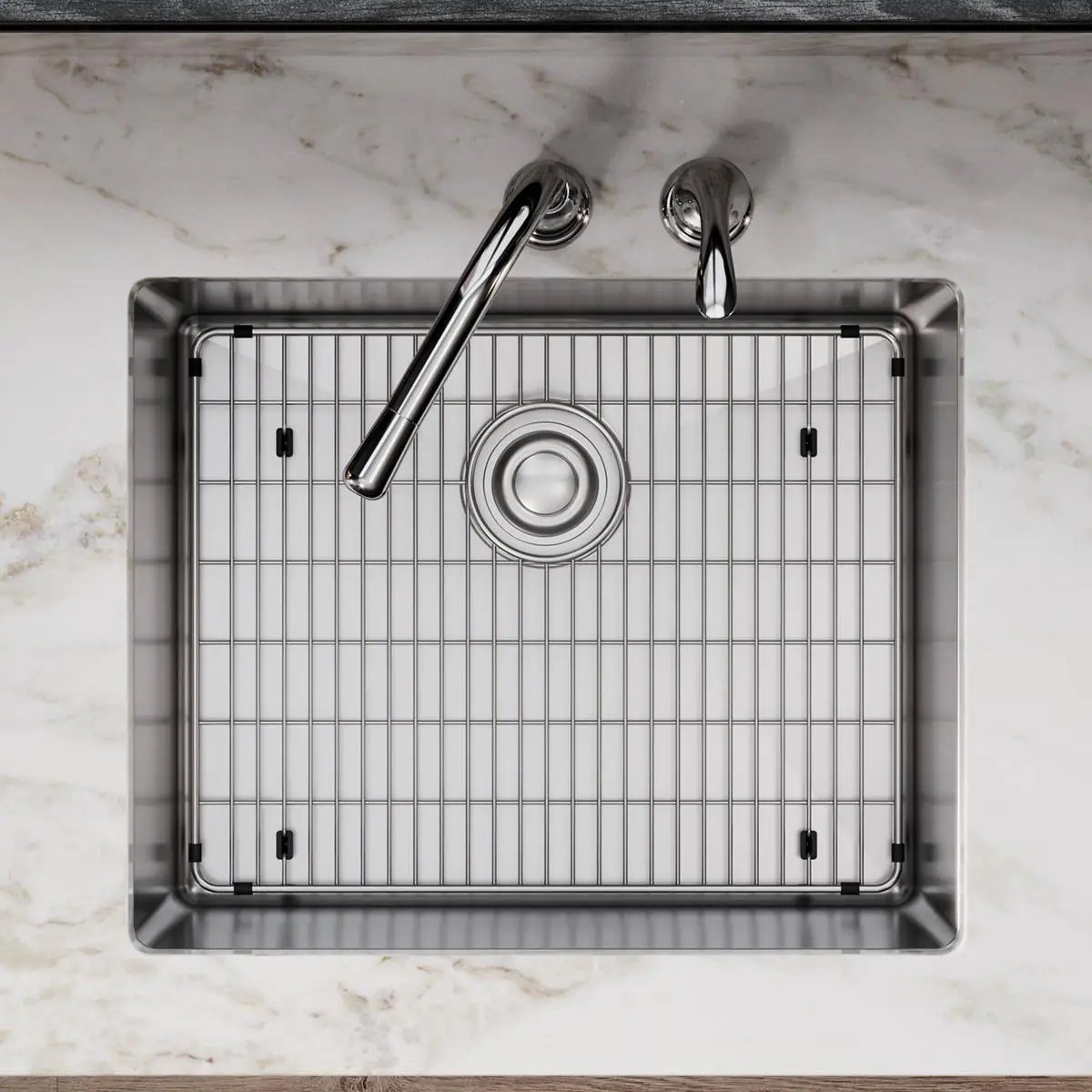 polished stainless steel bottom grid