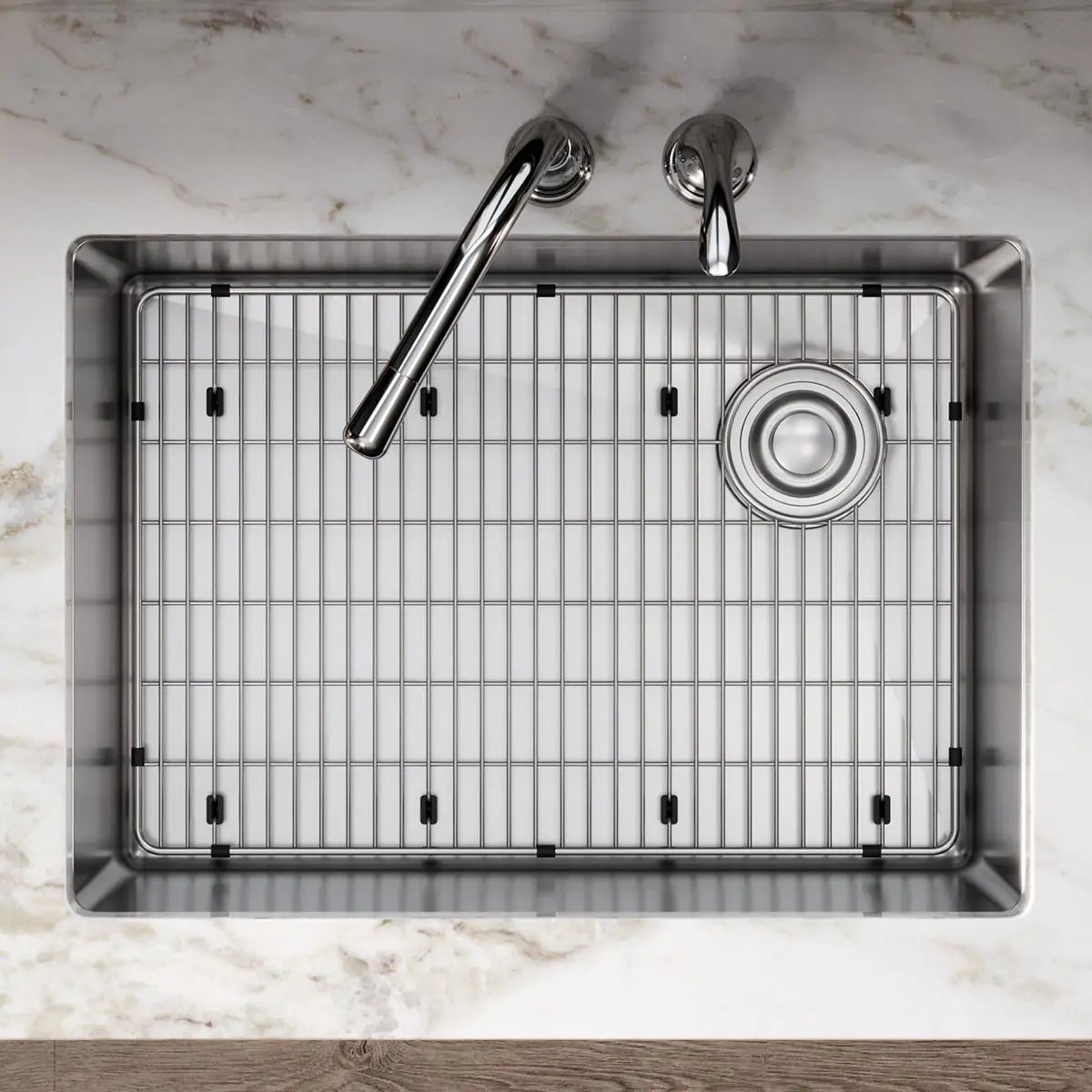 polished stainless steel bottom grid