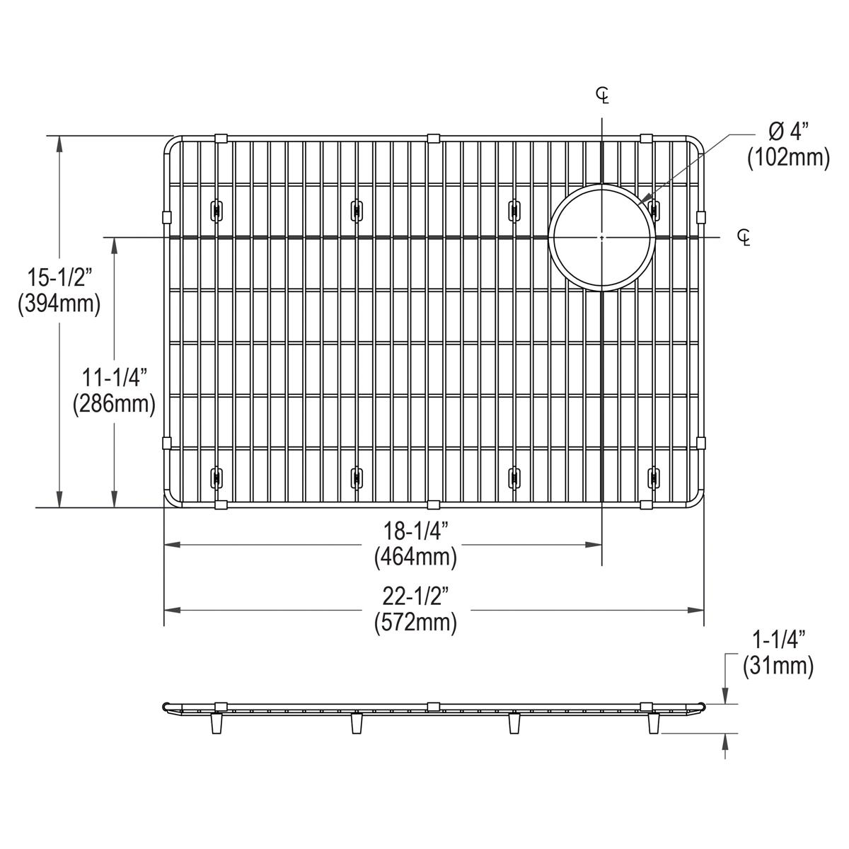 polished stainless steel bottom grid