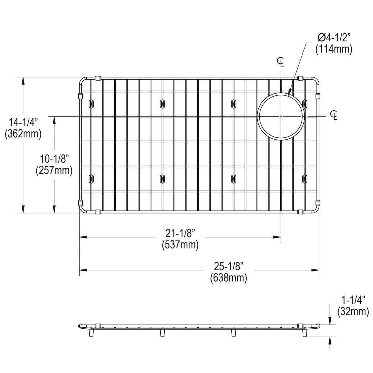 polished stainless steel bottom grid