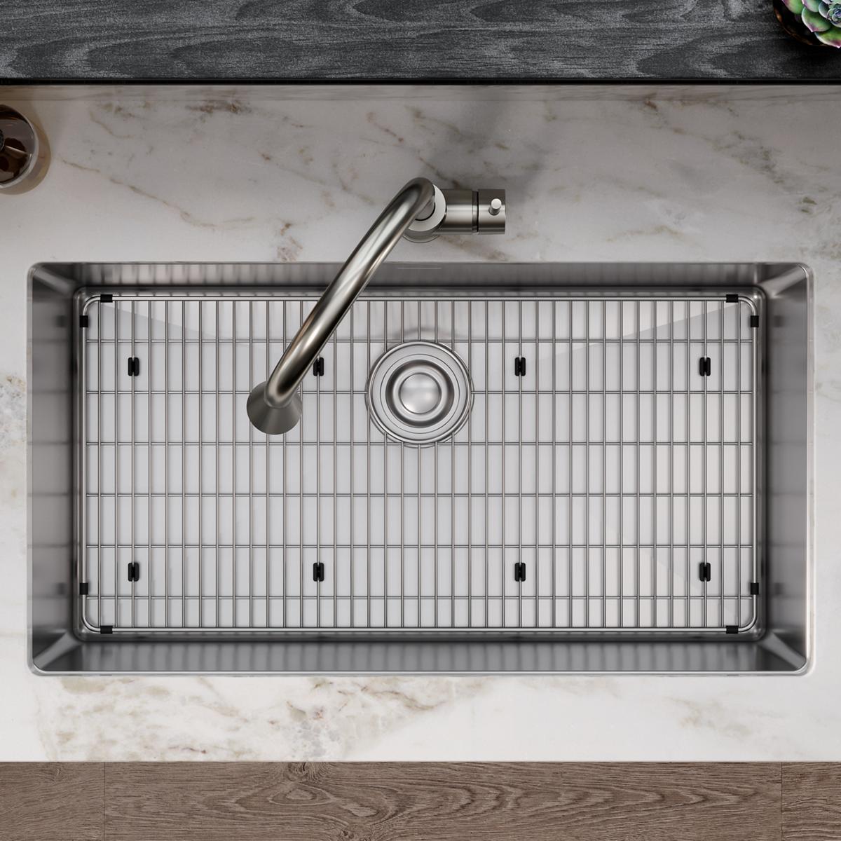 polished stainless steel bottom grid