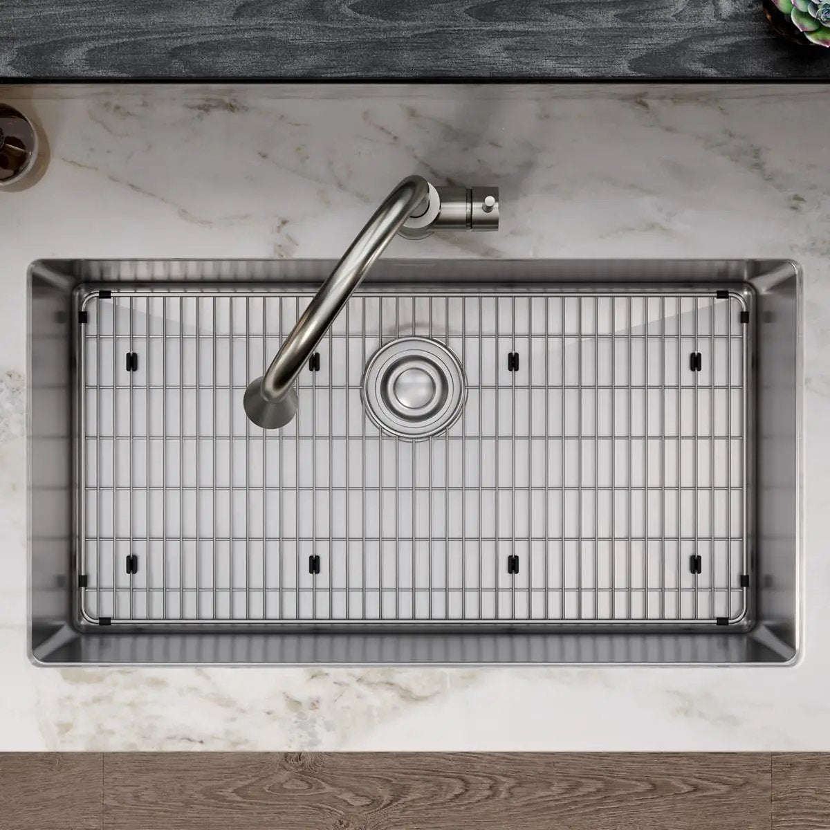 polished stainless steel bottom grid