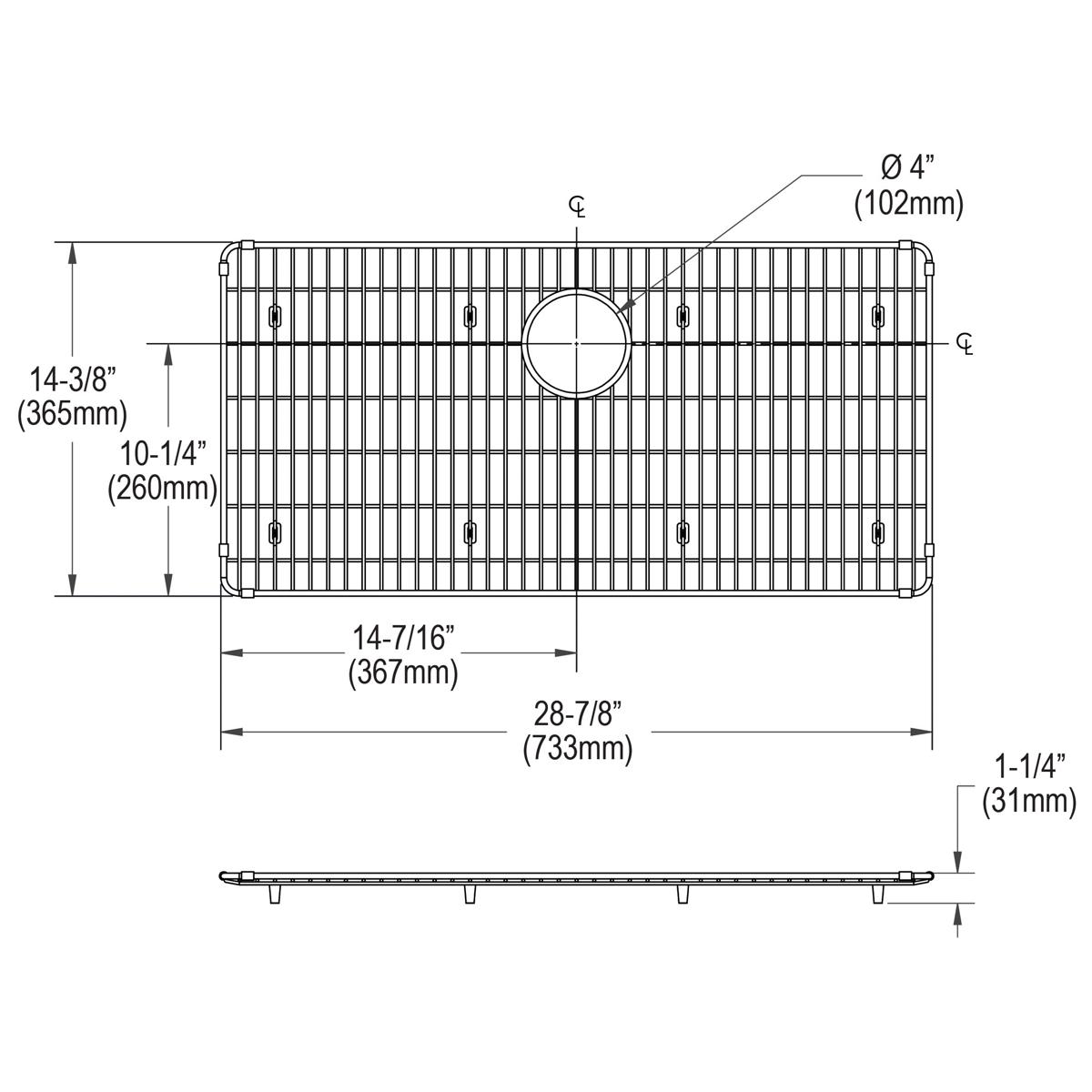 polished stainless steel bottom grid