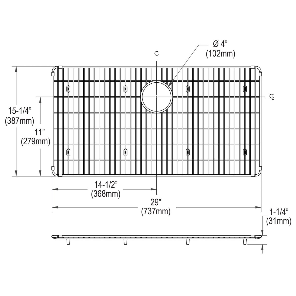 polished stainless steel bottom grid
