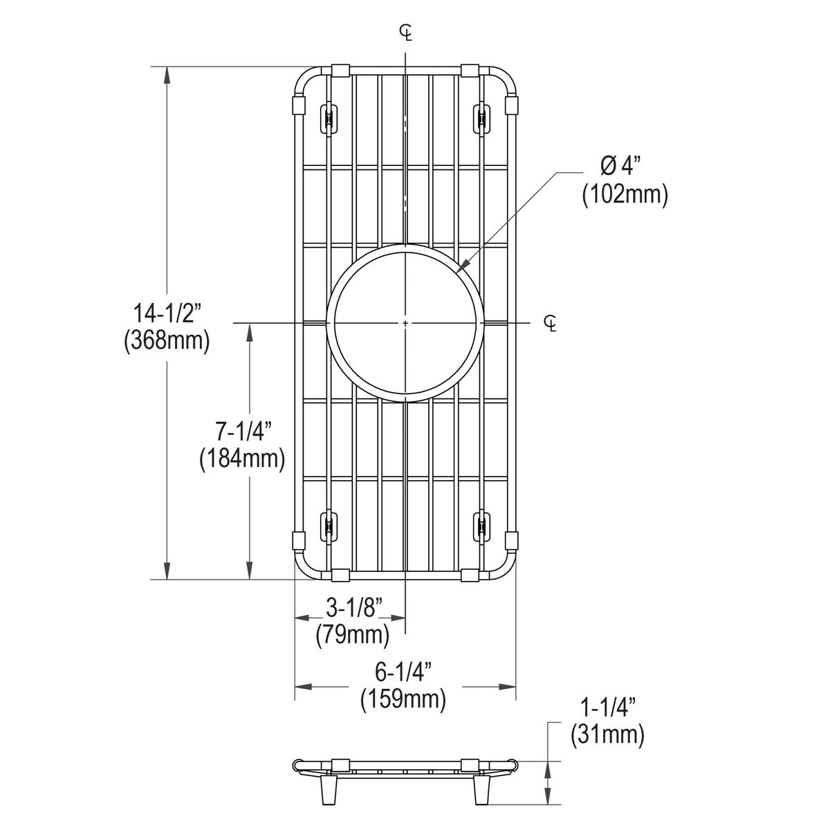 polished stainless steel bottom grid