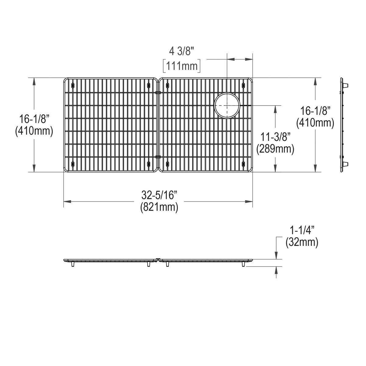 polished stainless steel bottom grid