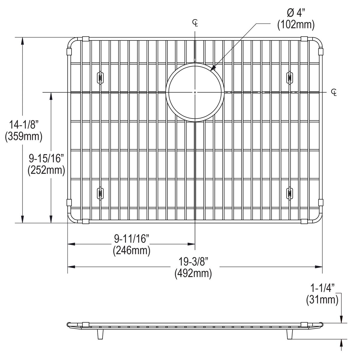 polished stainless steel bottom grid