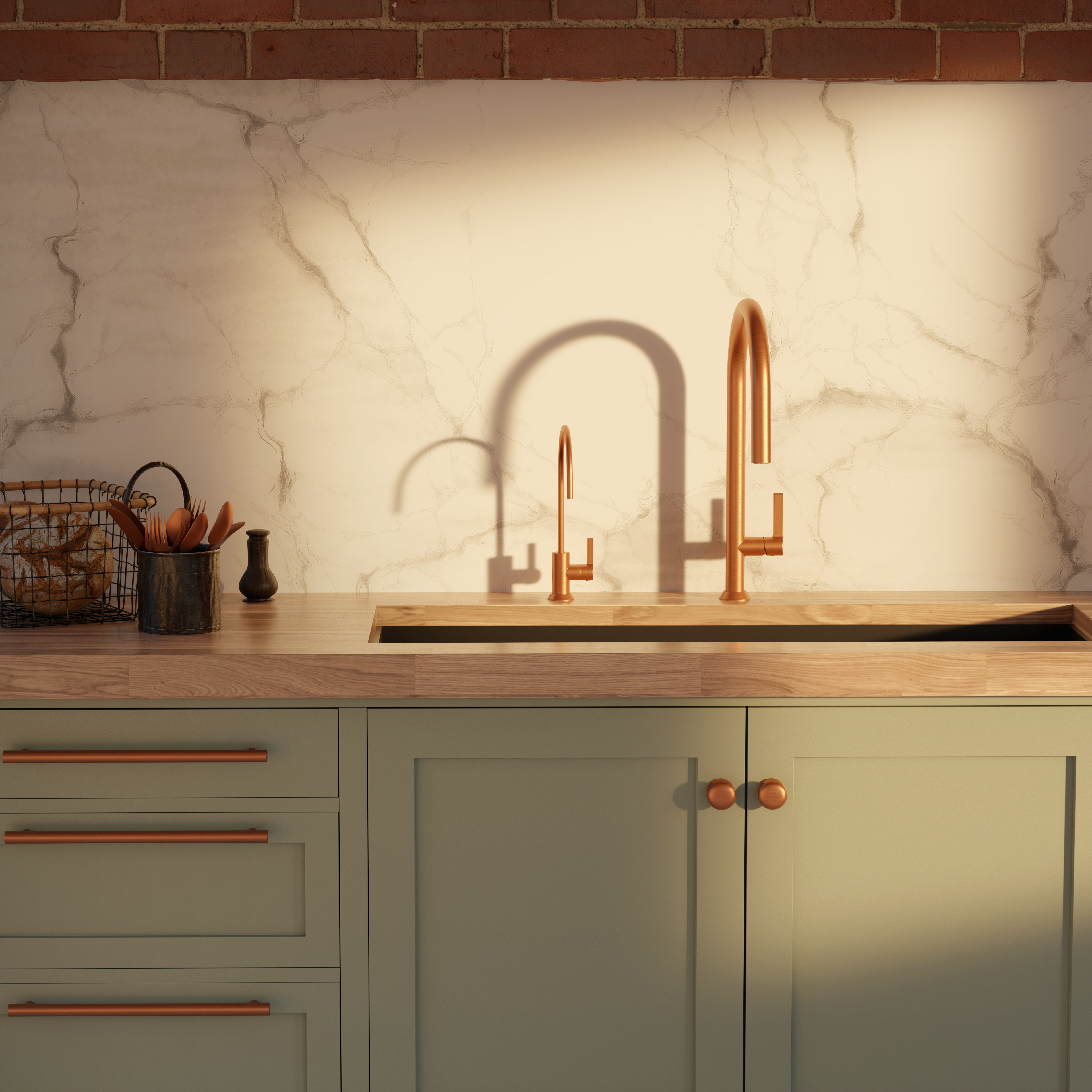 satin copper kitchen faucet