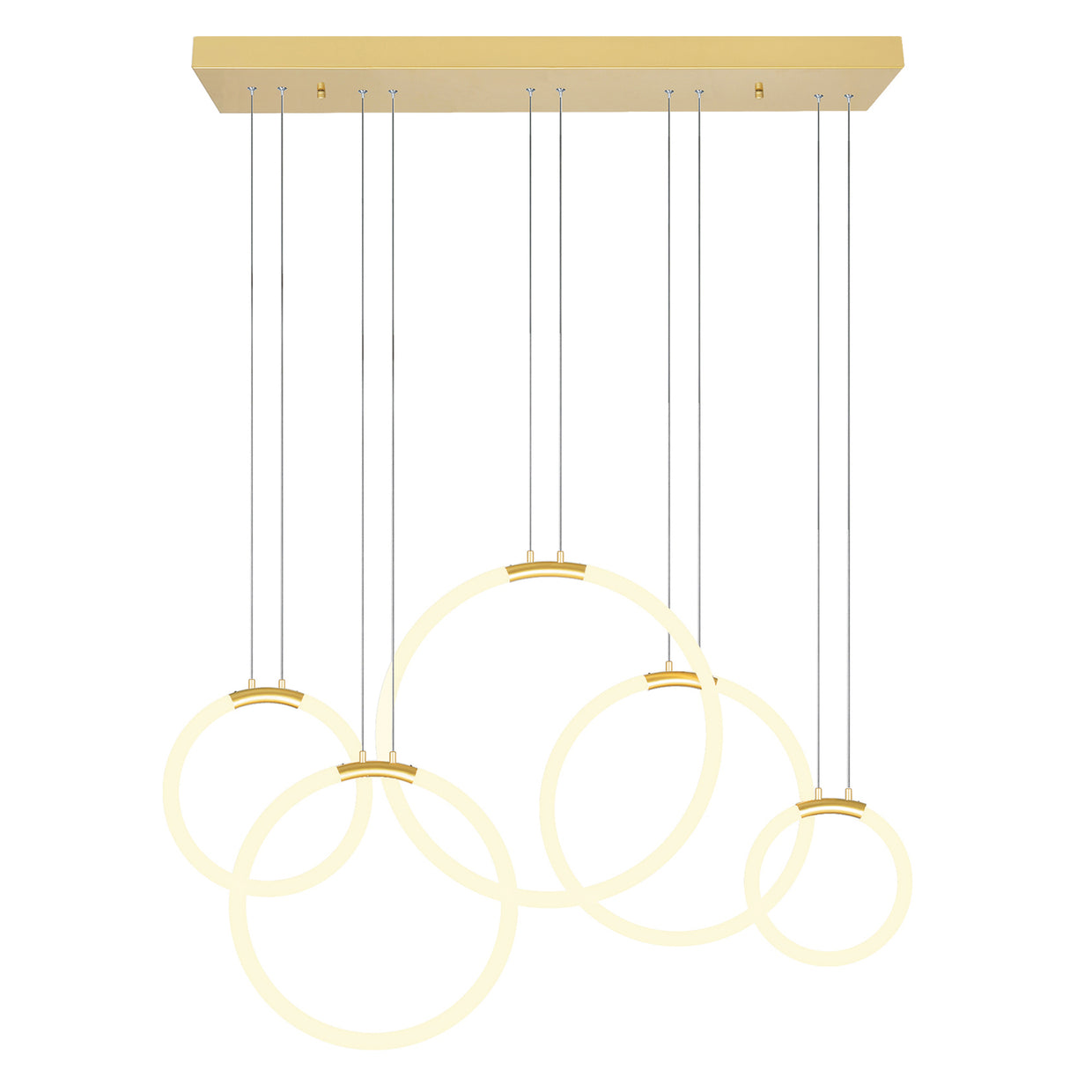CWI Lighting Hoops Integrated LED 44" 5 Ring Chandelier
