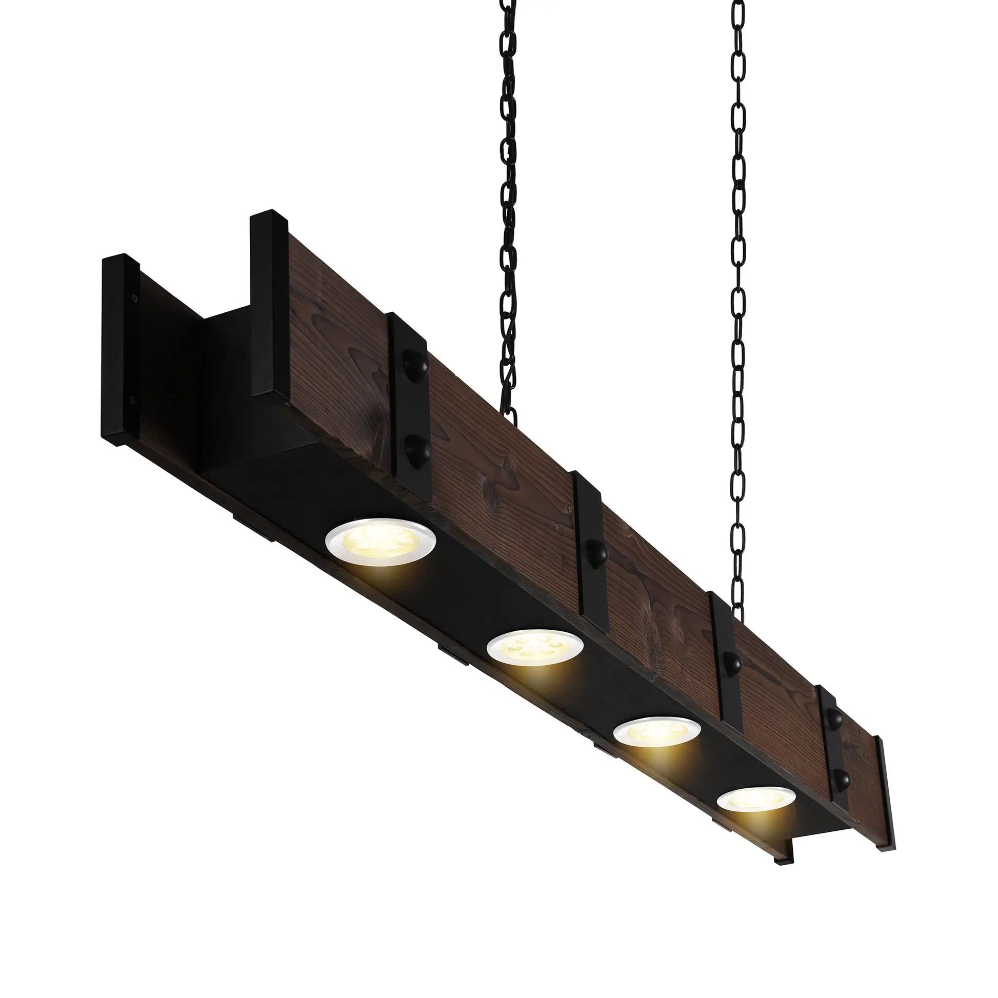 black & wood island light