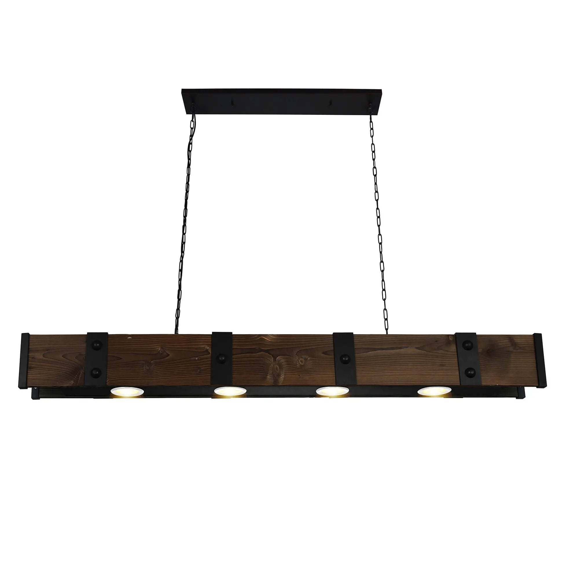 black & wood island light