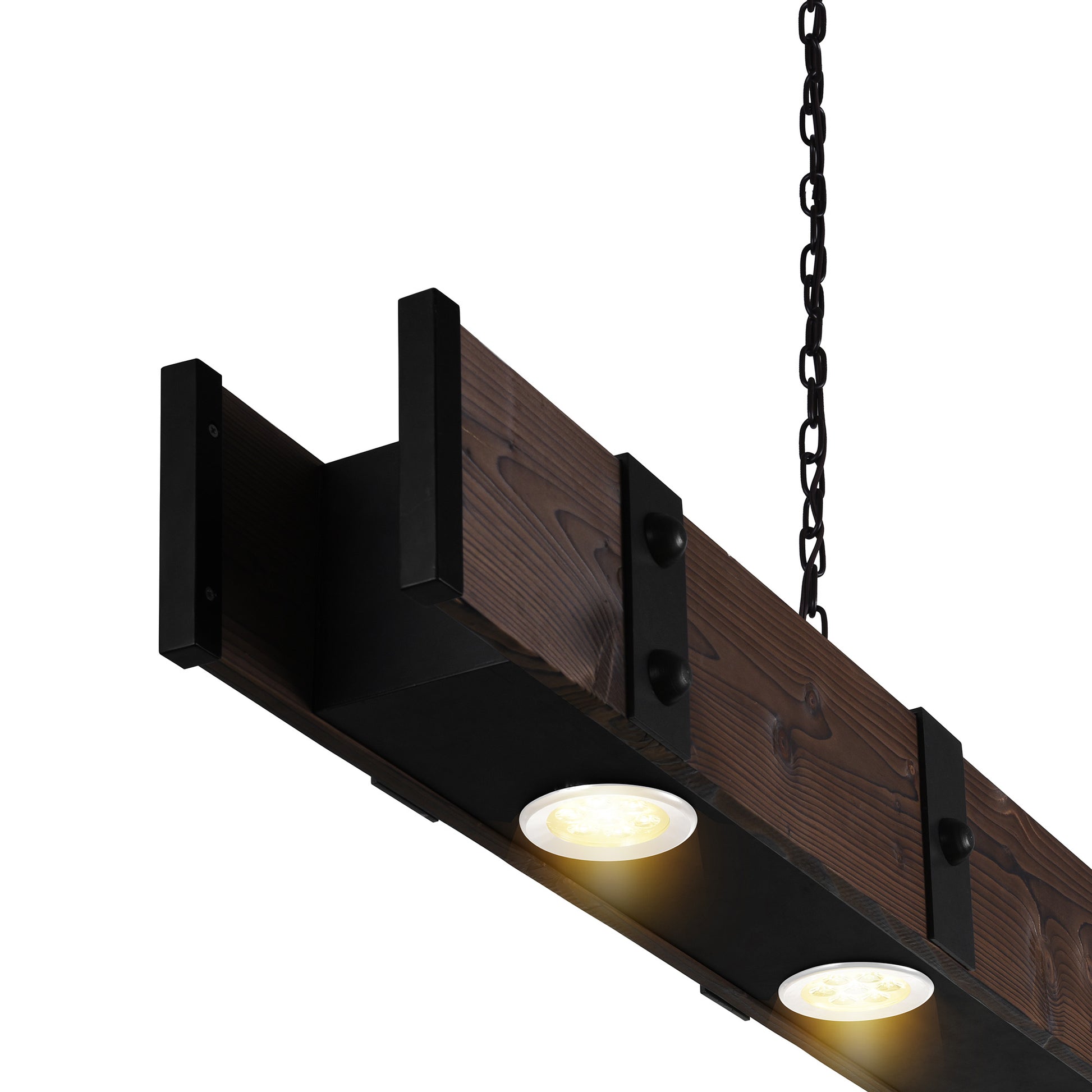 black & wood island light