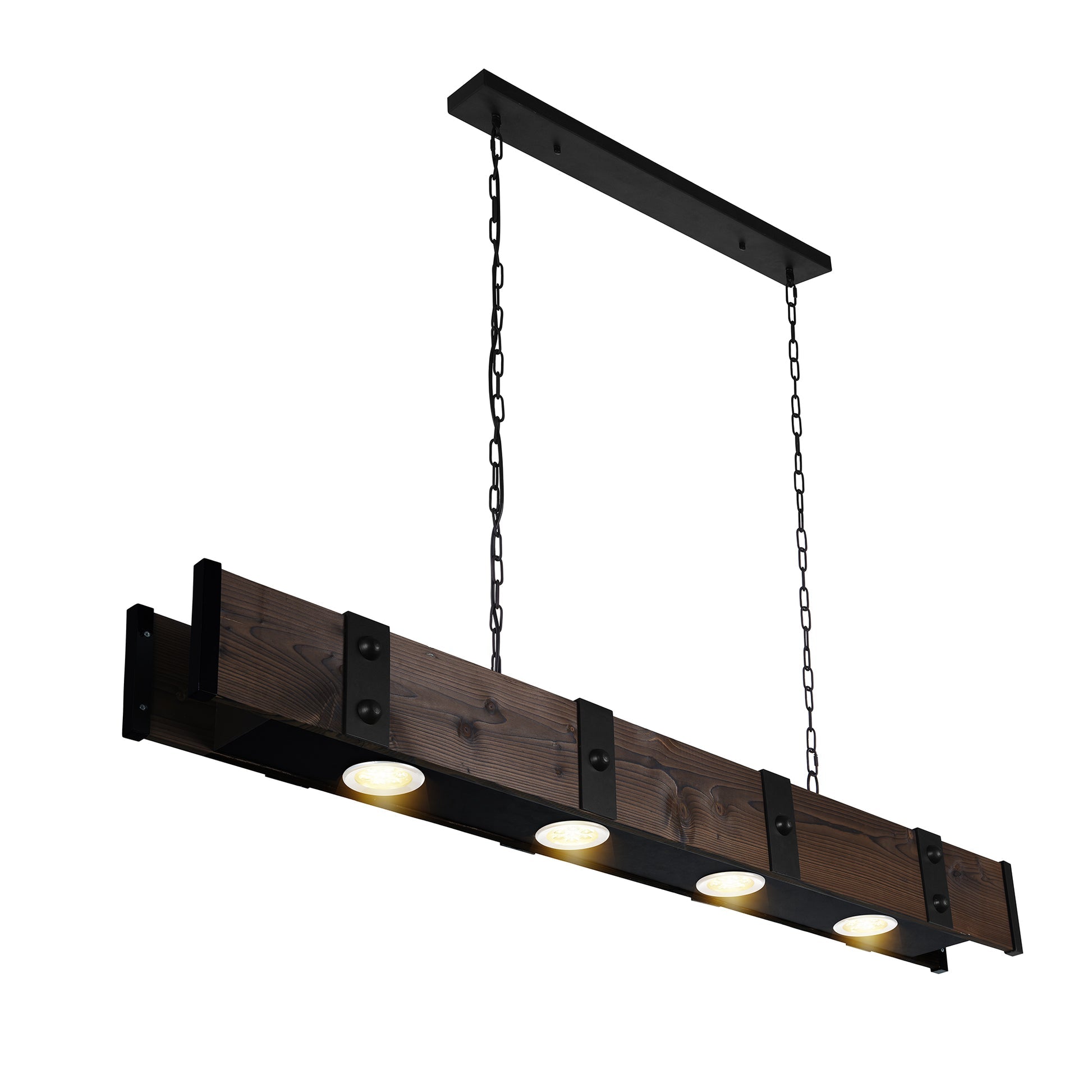 black & wood island light