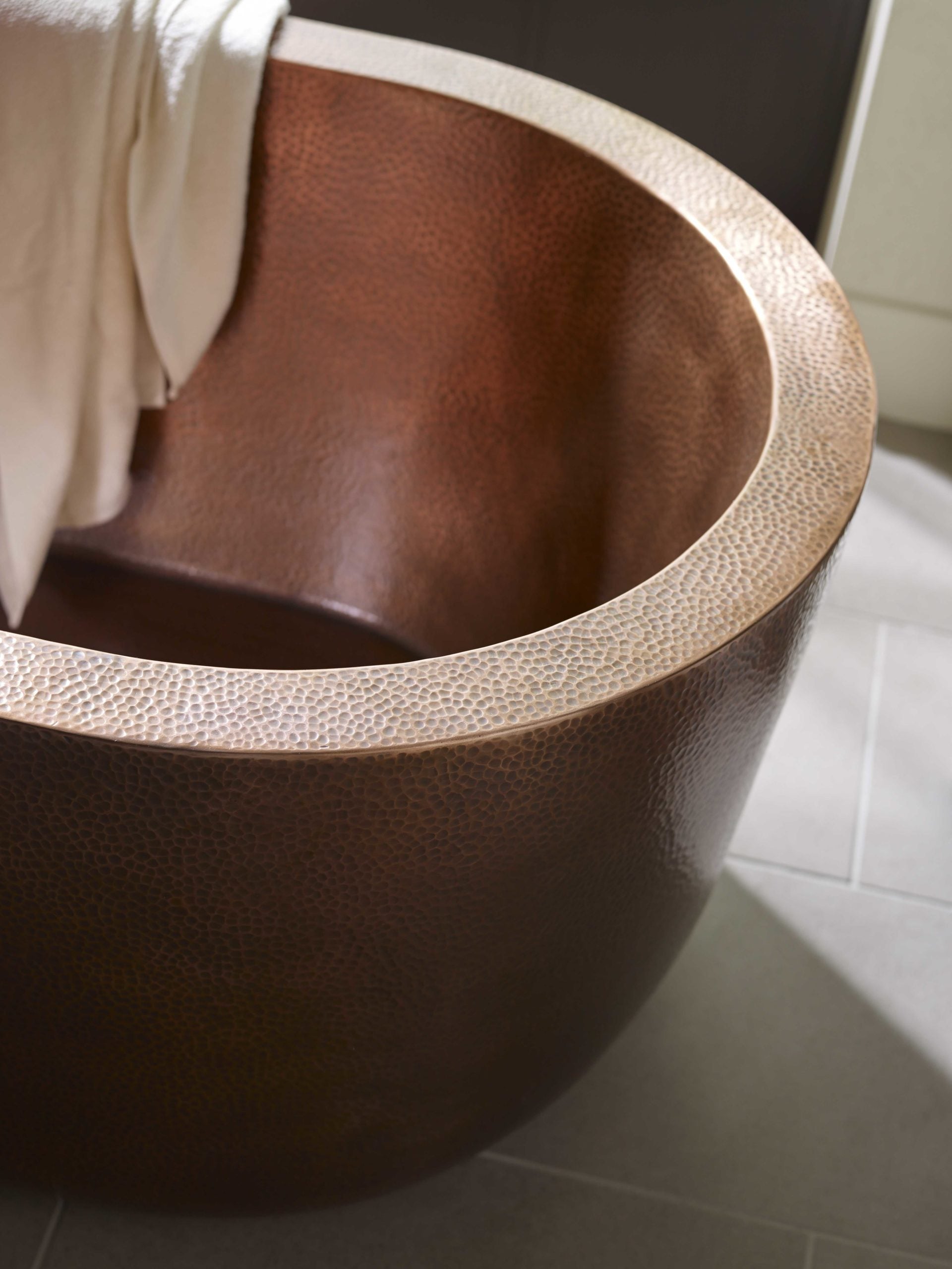 antique copper hammered tub