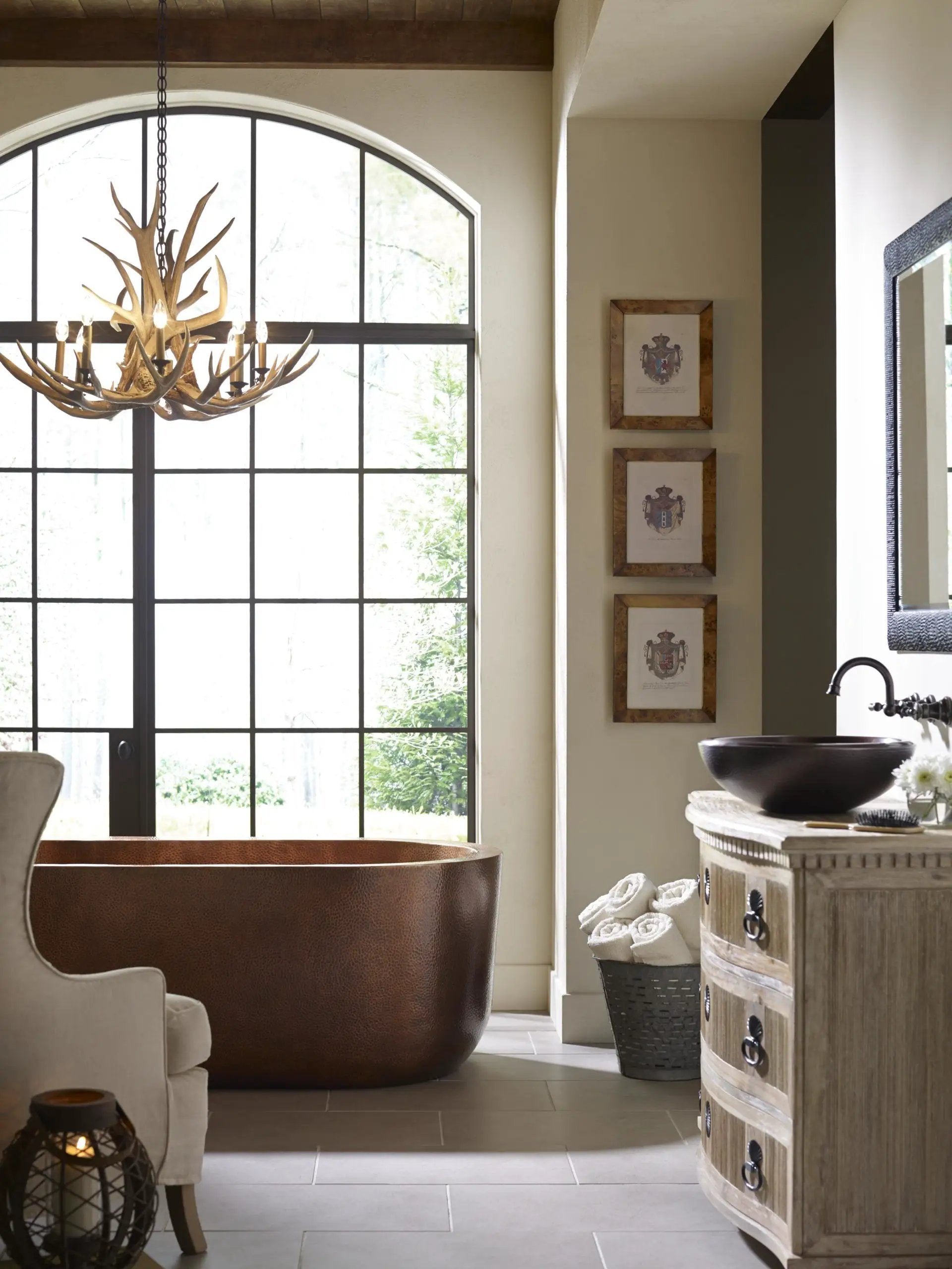 antique copper smooth interior hammered exterior sink