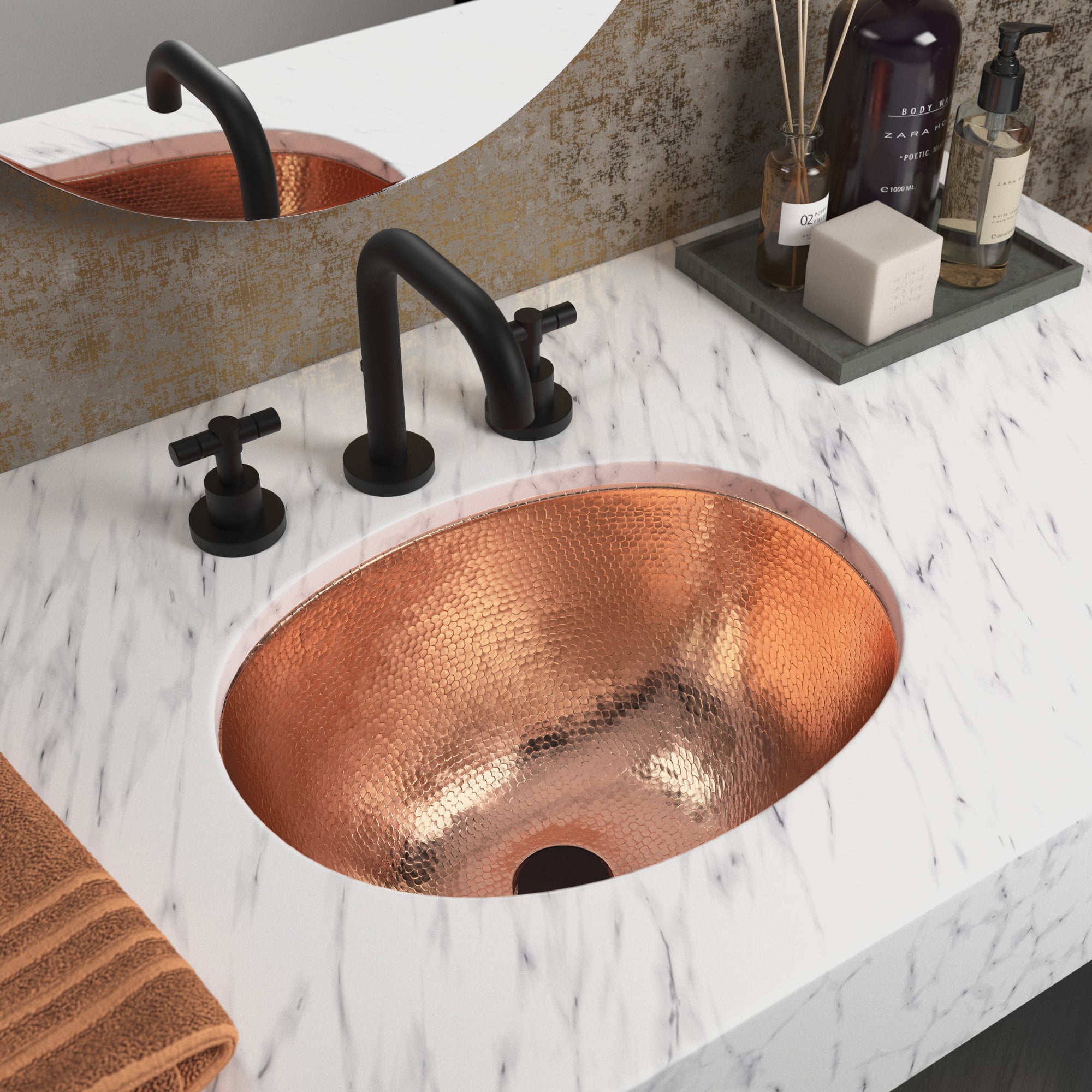 polished copper bathroom sink