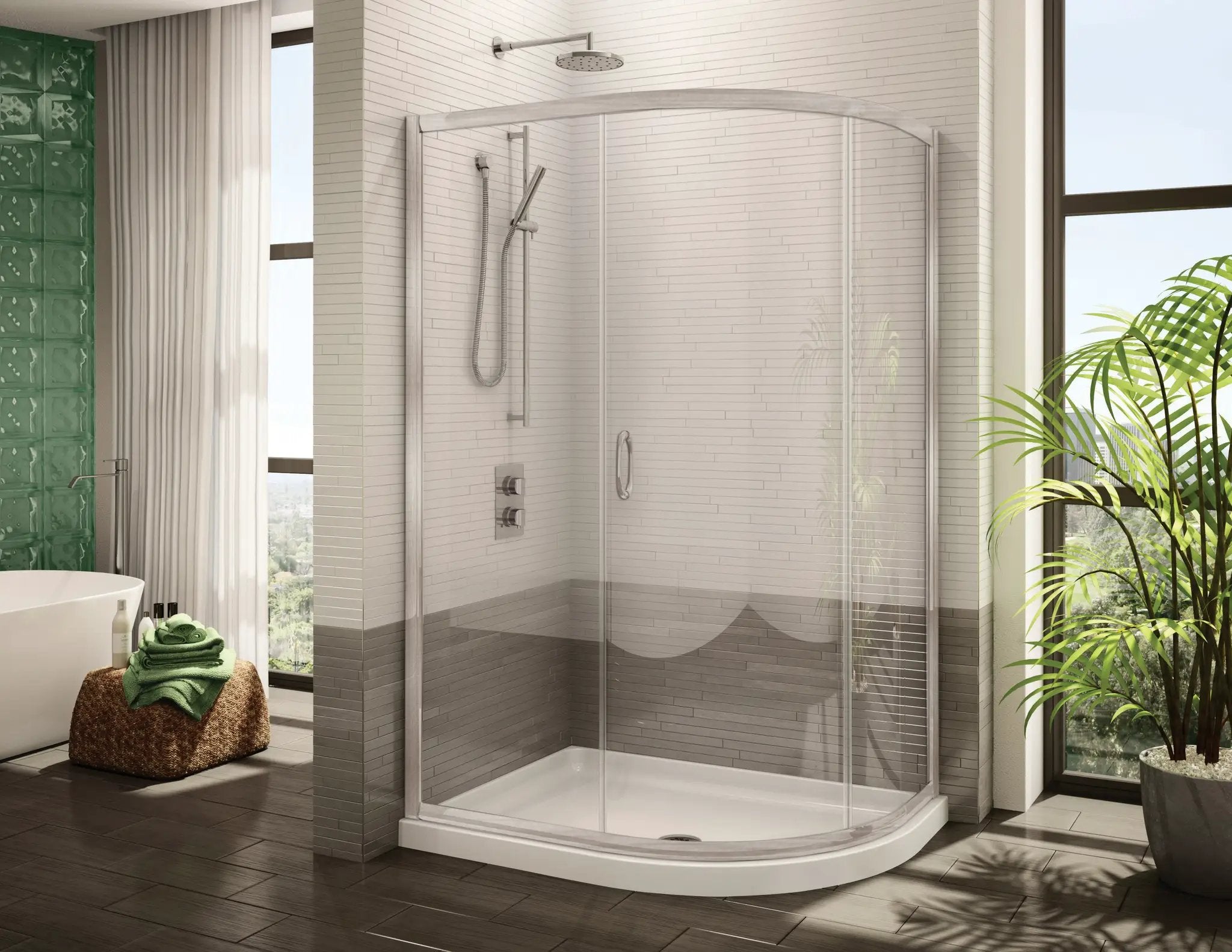 brushed nickel shower door