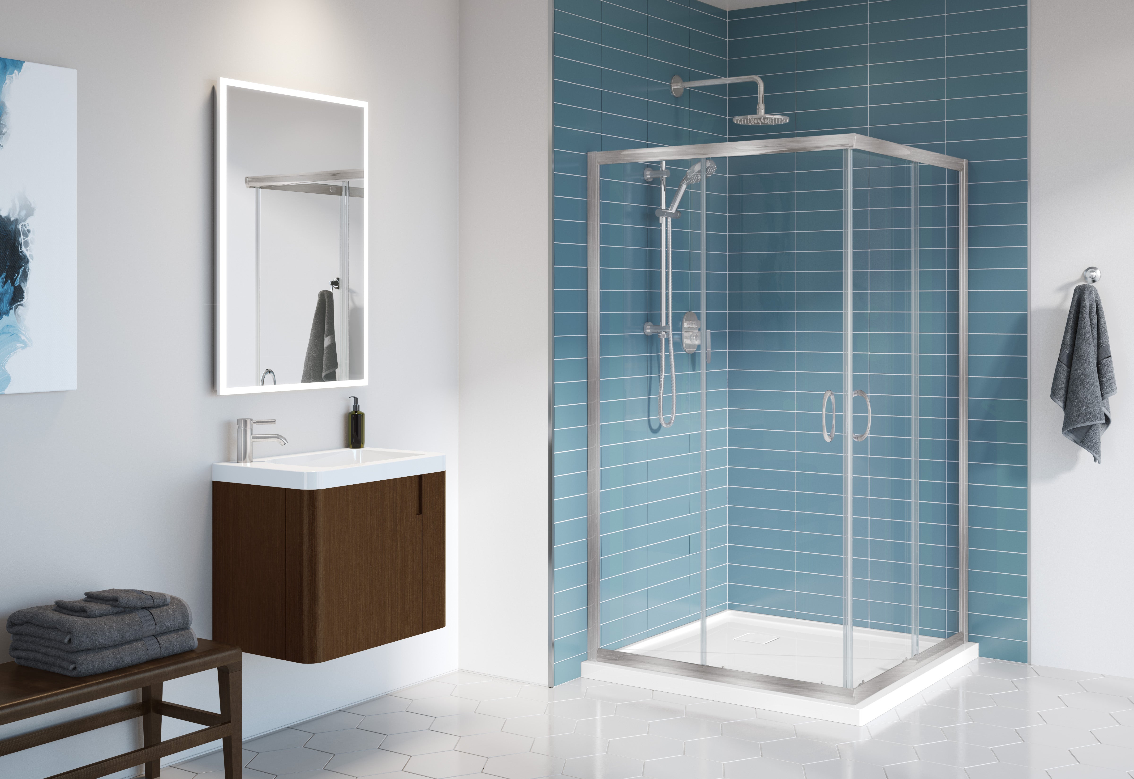 brushed nickel shower door