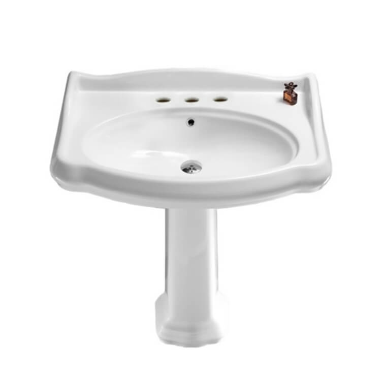 Nameeks Cerastyle 31-1/2" Ceramic Pedestal Bathroom Sink with One Faucet Hole - Includes Overflow