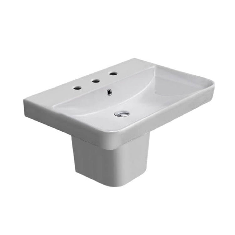Nameeks Noura Ceramic Rectangular Wall Mounted Semi Pedestal Sink by Nameeks