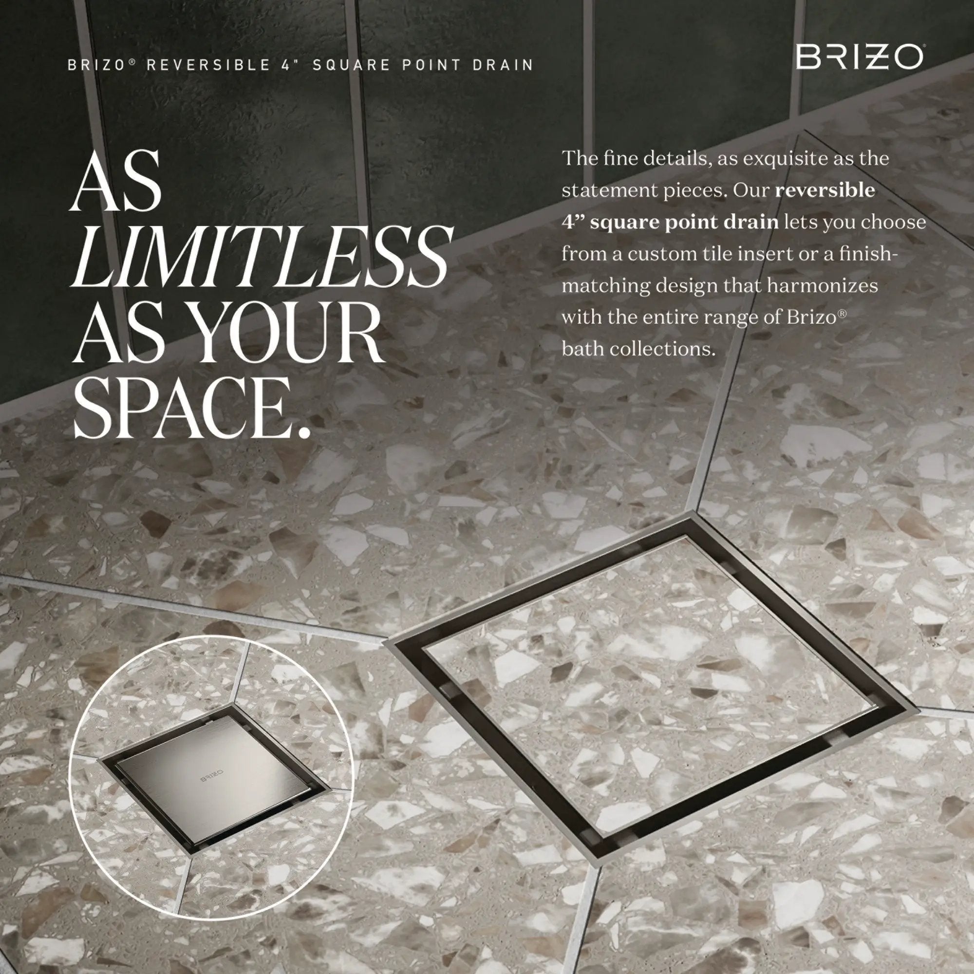 luxe steel shower drain