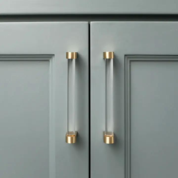 clear acrylic, satin brass knob