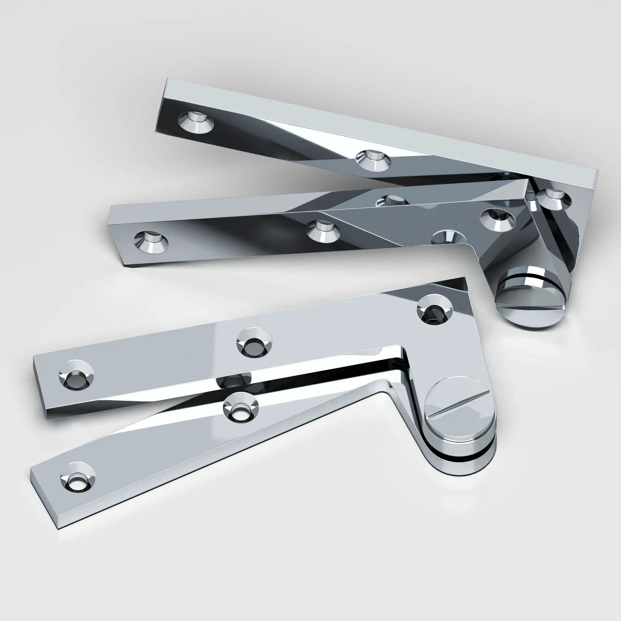 polished chrome hinge