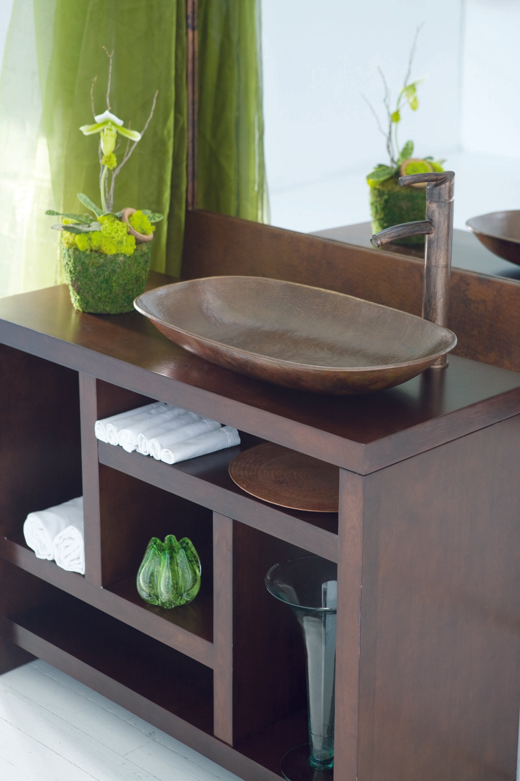 aged copper hammered sink