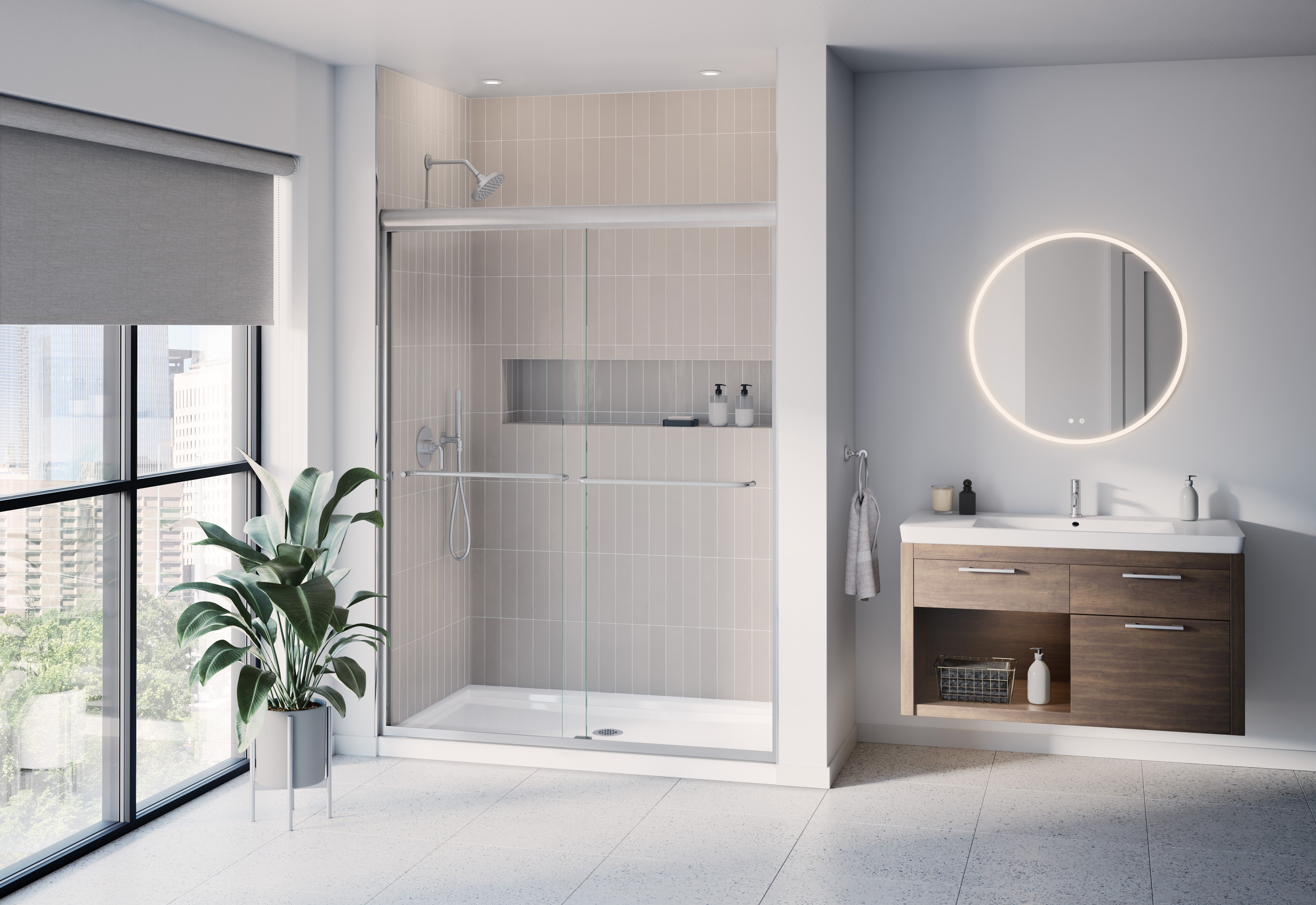 brushed nickel shower door