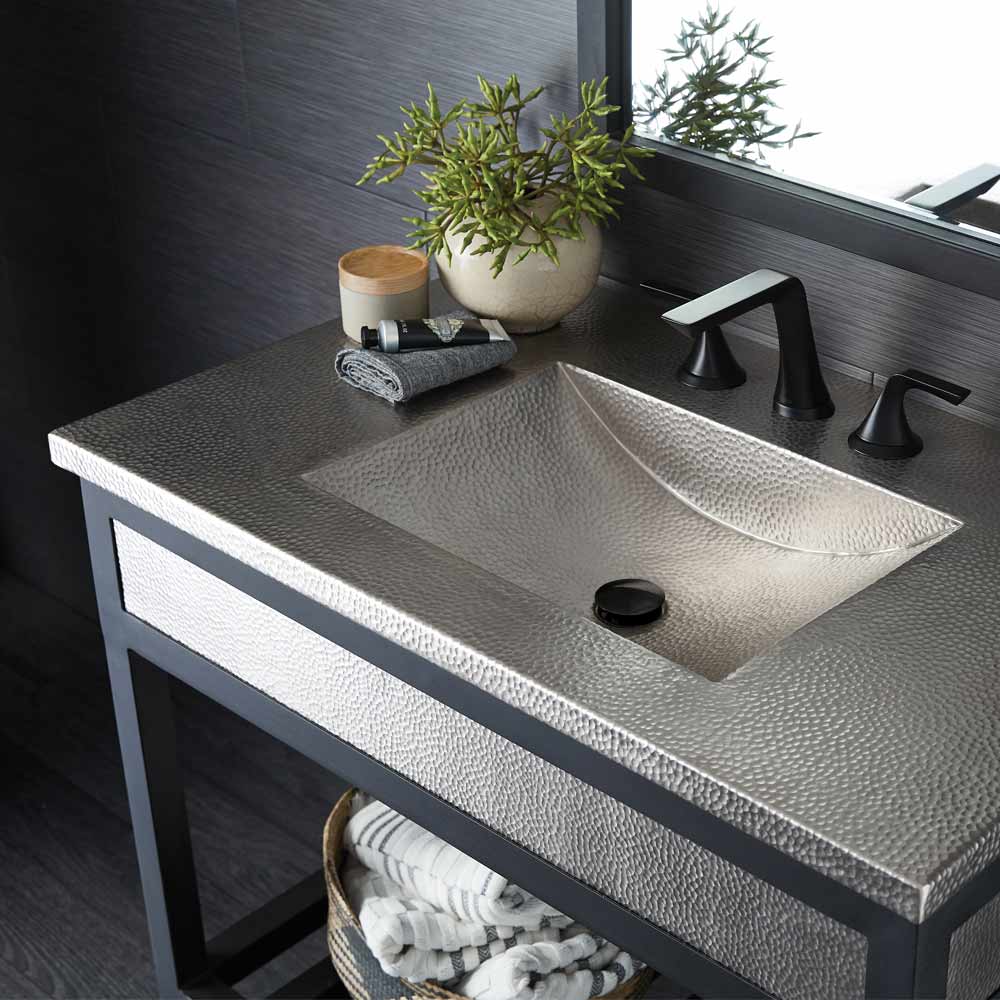 brushed nickel bathroom sink