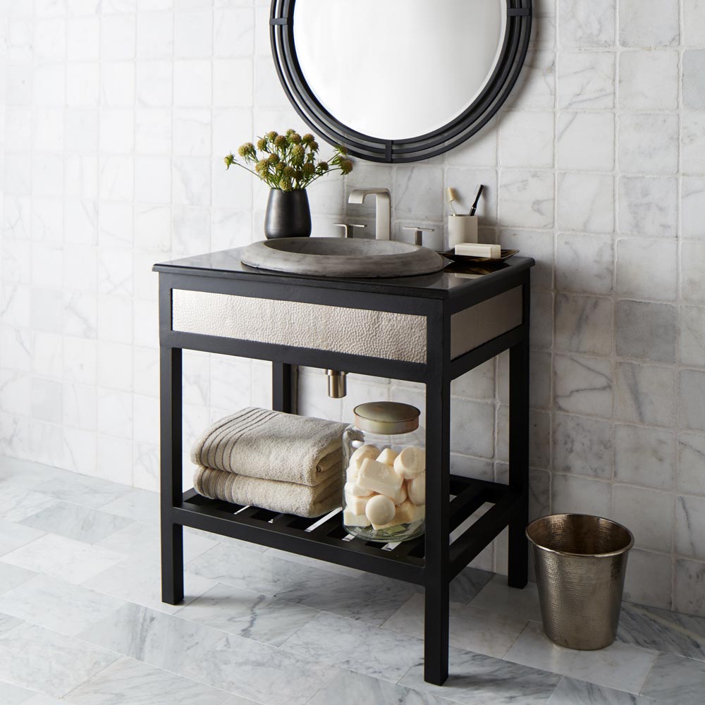 brushed nickel vanity