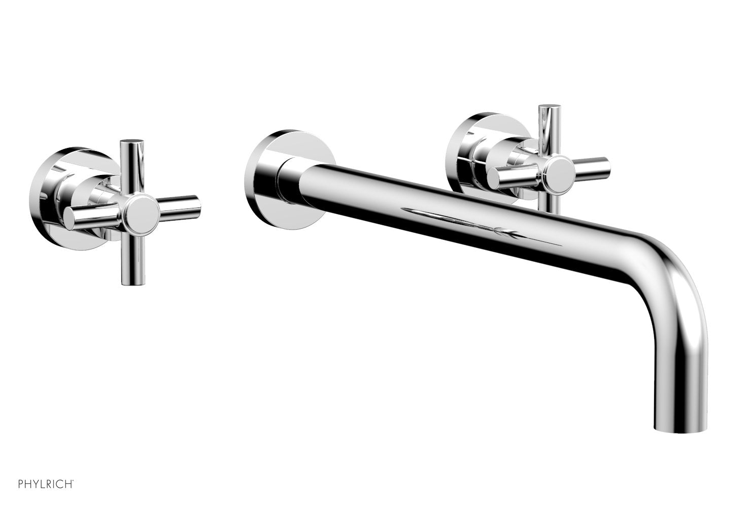 polished chrome wall tub set