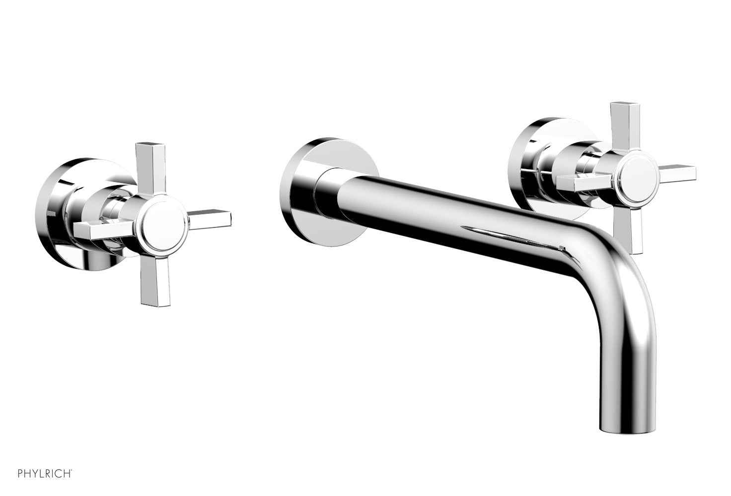 polished chrome wall tub set