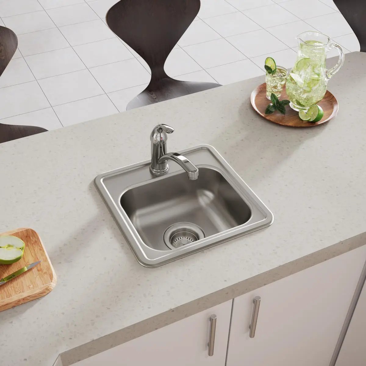 satin single bowl drop-in bar sink