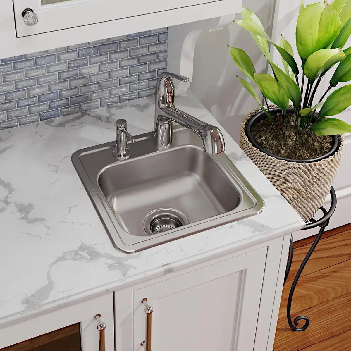 satin single bowl drop-in bar sink