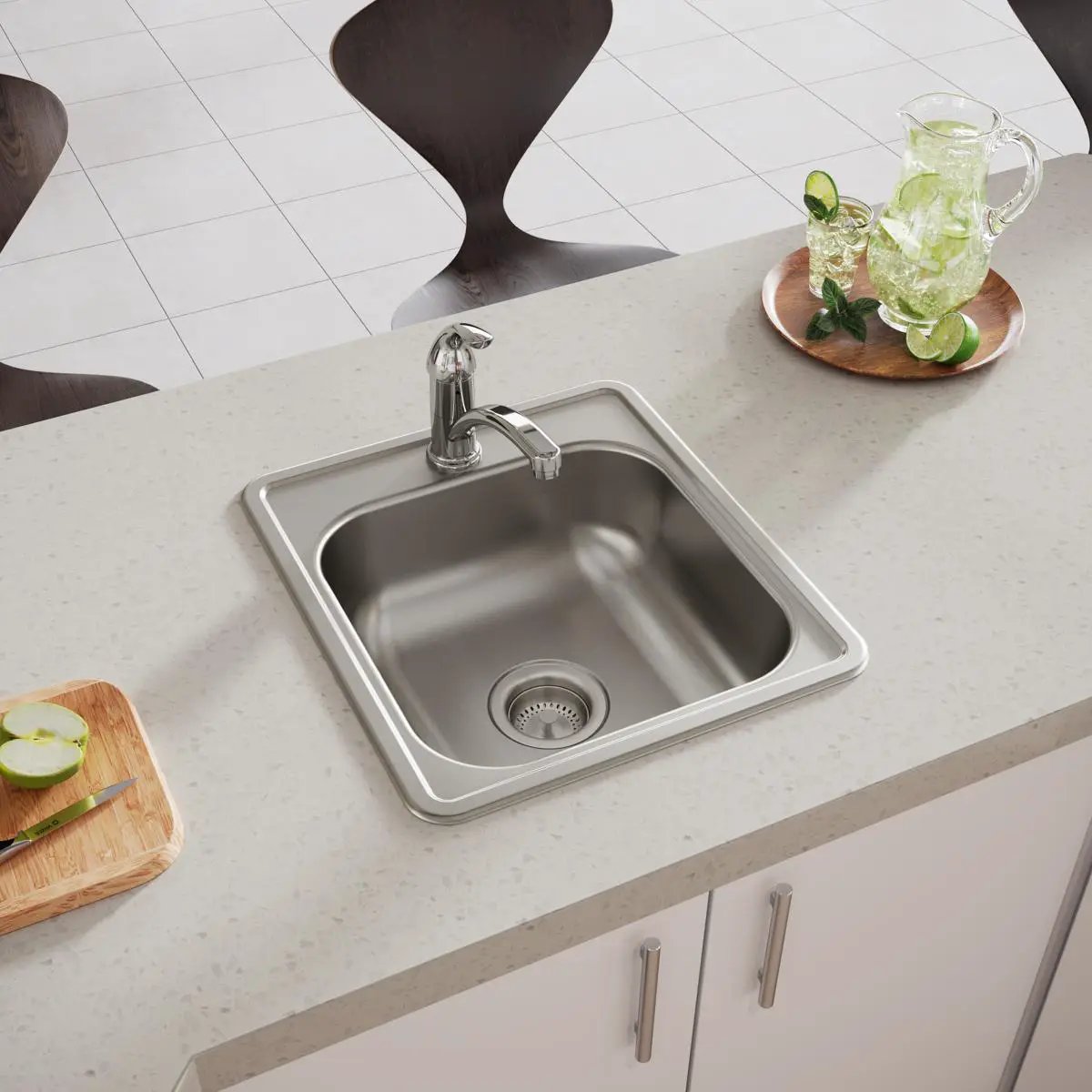 satin single bowl drop-in bar sink