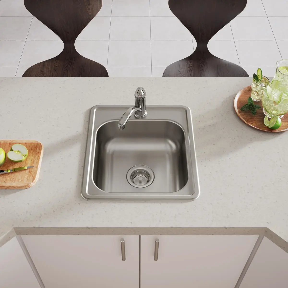 satin single bowl drop-in bar sink