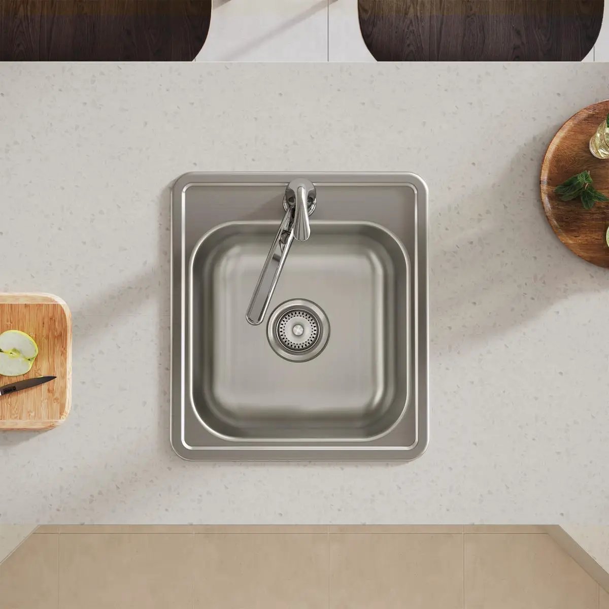 satin single bowl drop-in bar sink