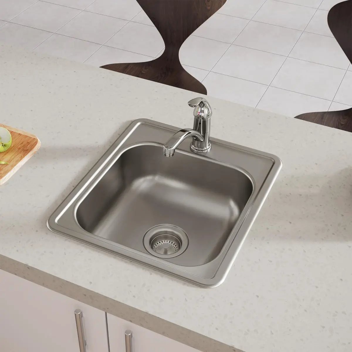 satin single bowl drop-in bar sink