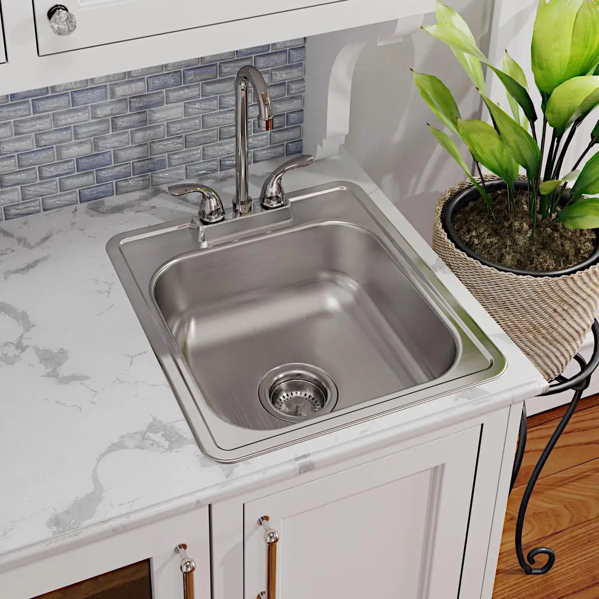 satin single bowl drop-in bar sink