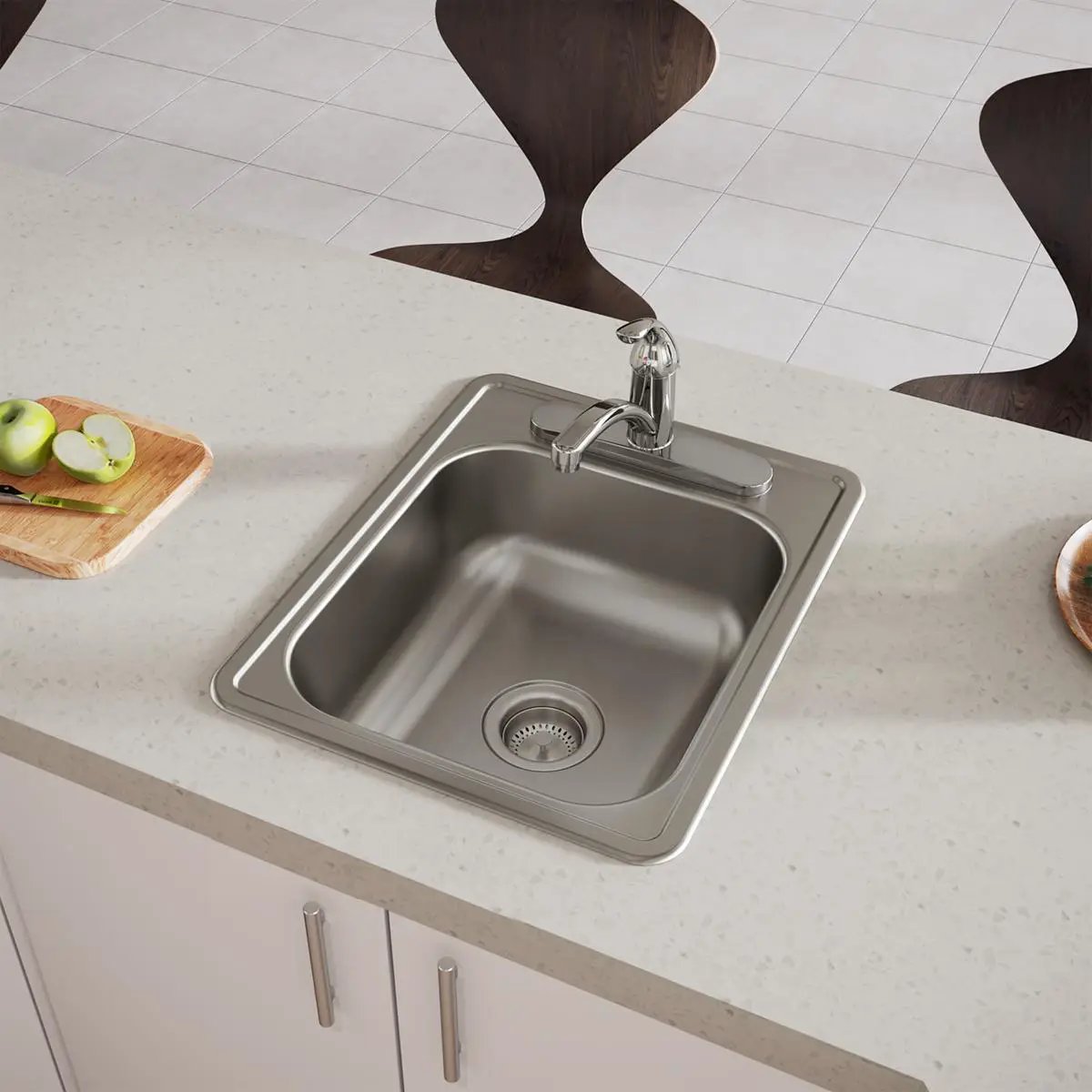satin single bowl drop-in bar sink
