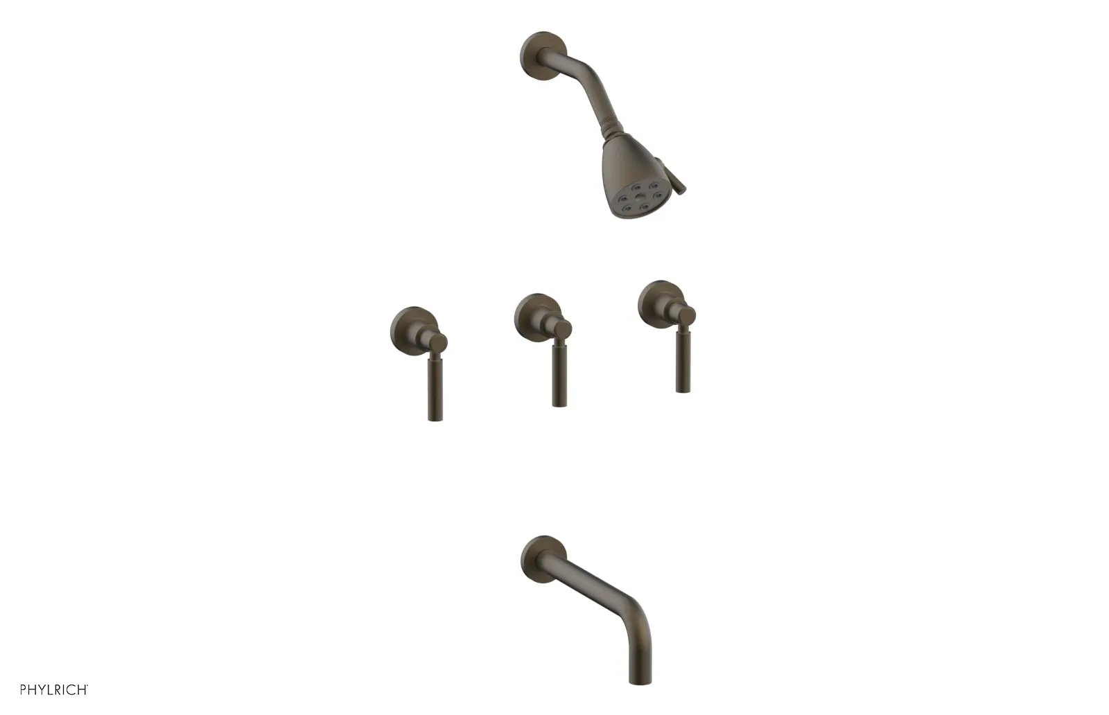 Phylrich BASIC Three Handle Tub and Shower Set 10" Spout - Lever Handles by Phylrich